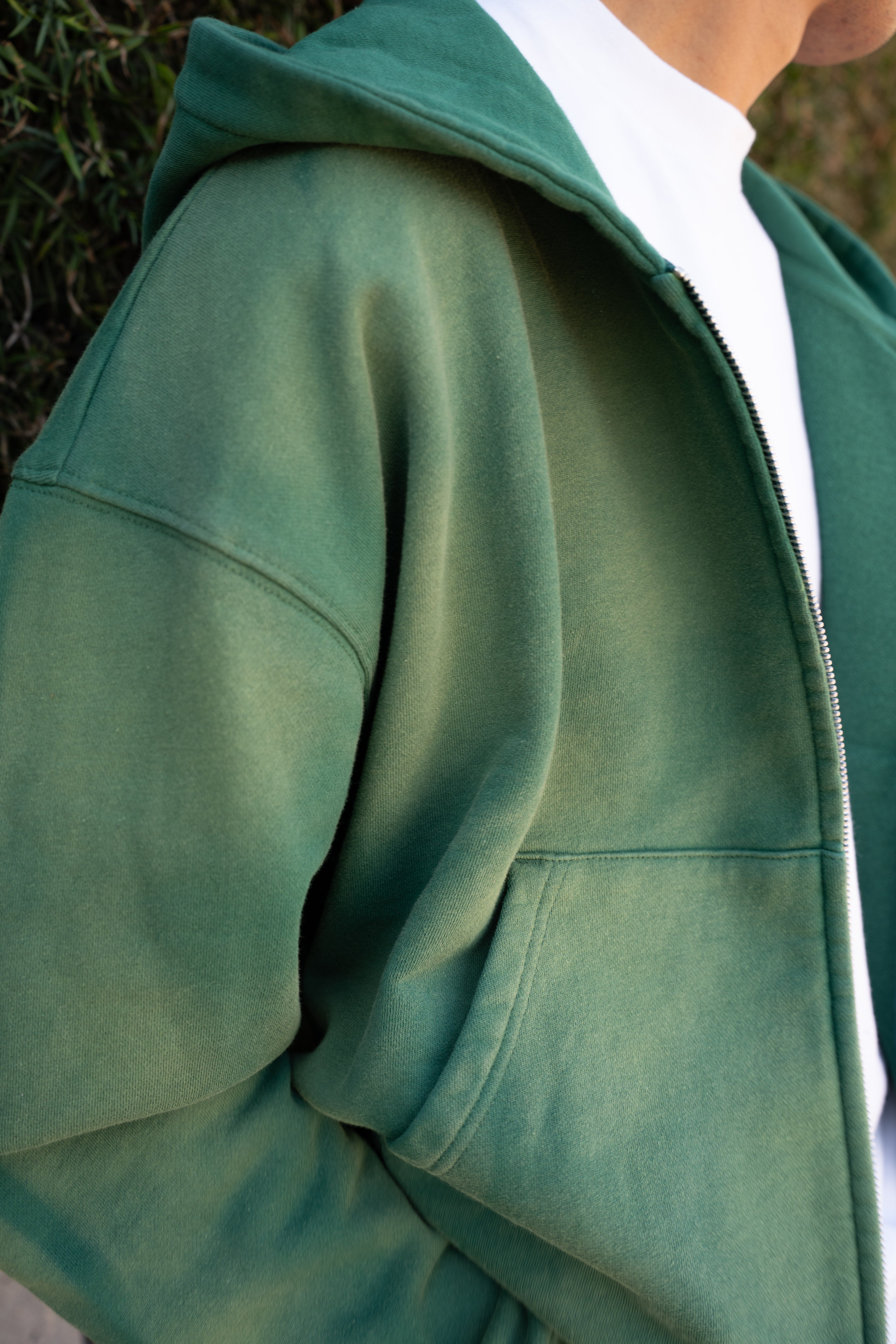 EPTM Sun Faded Cropped Zip Up Hoodie - Hunter Green