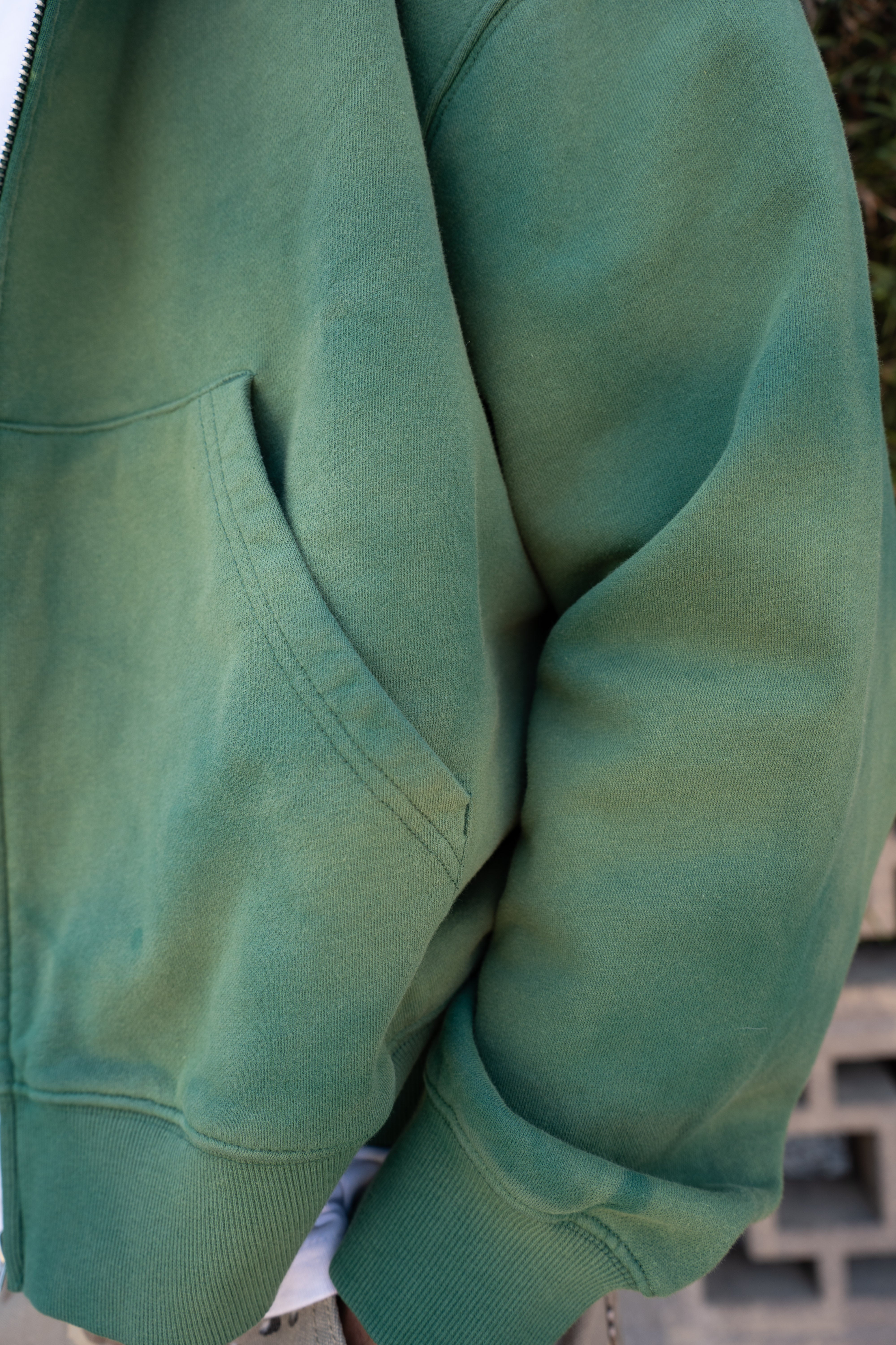 EPTM Sun Faded Cropped Zip Up Hoodie - Hunter Green