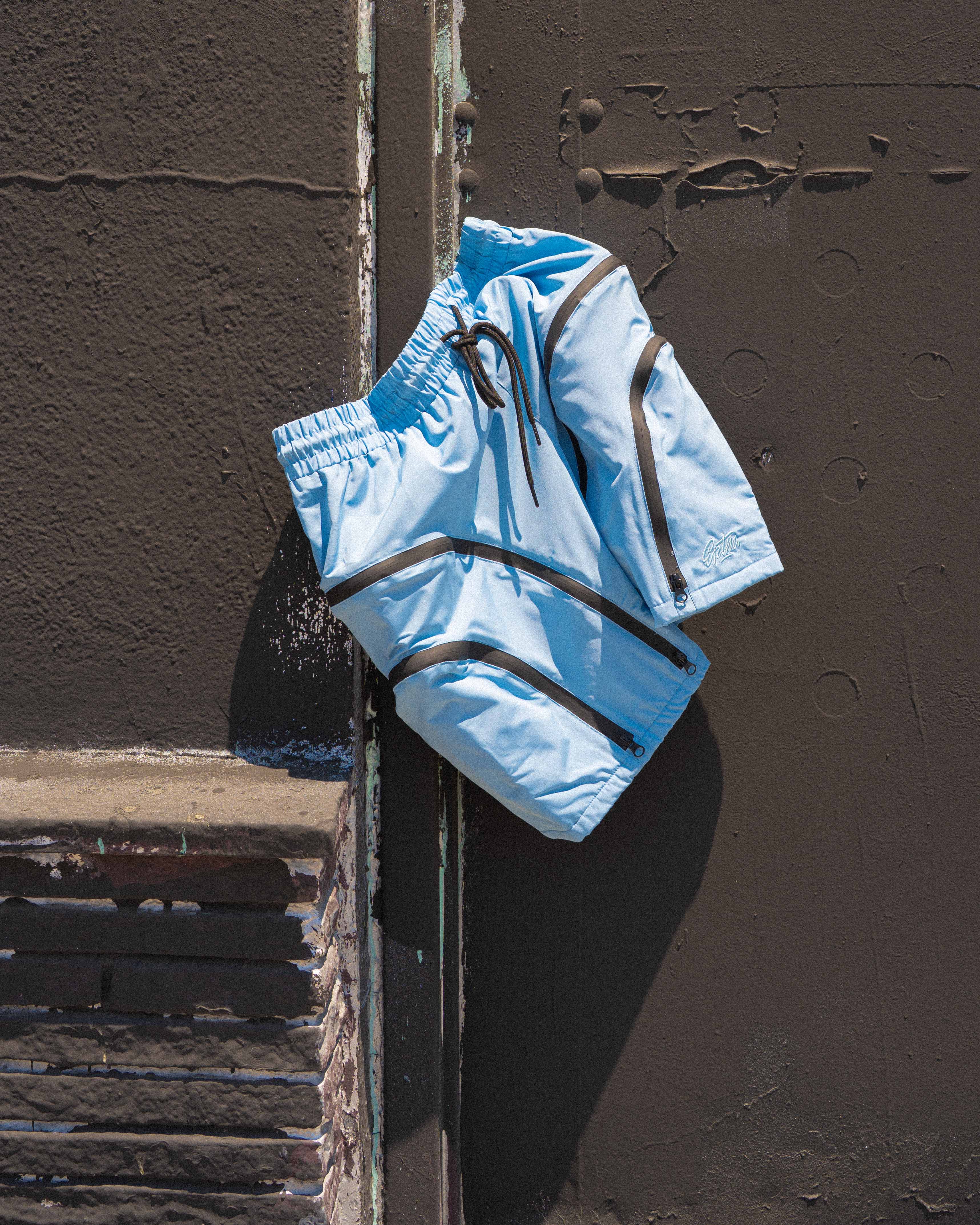 EPTM Double Zip Shorts - Sky Blue