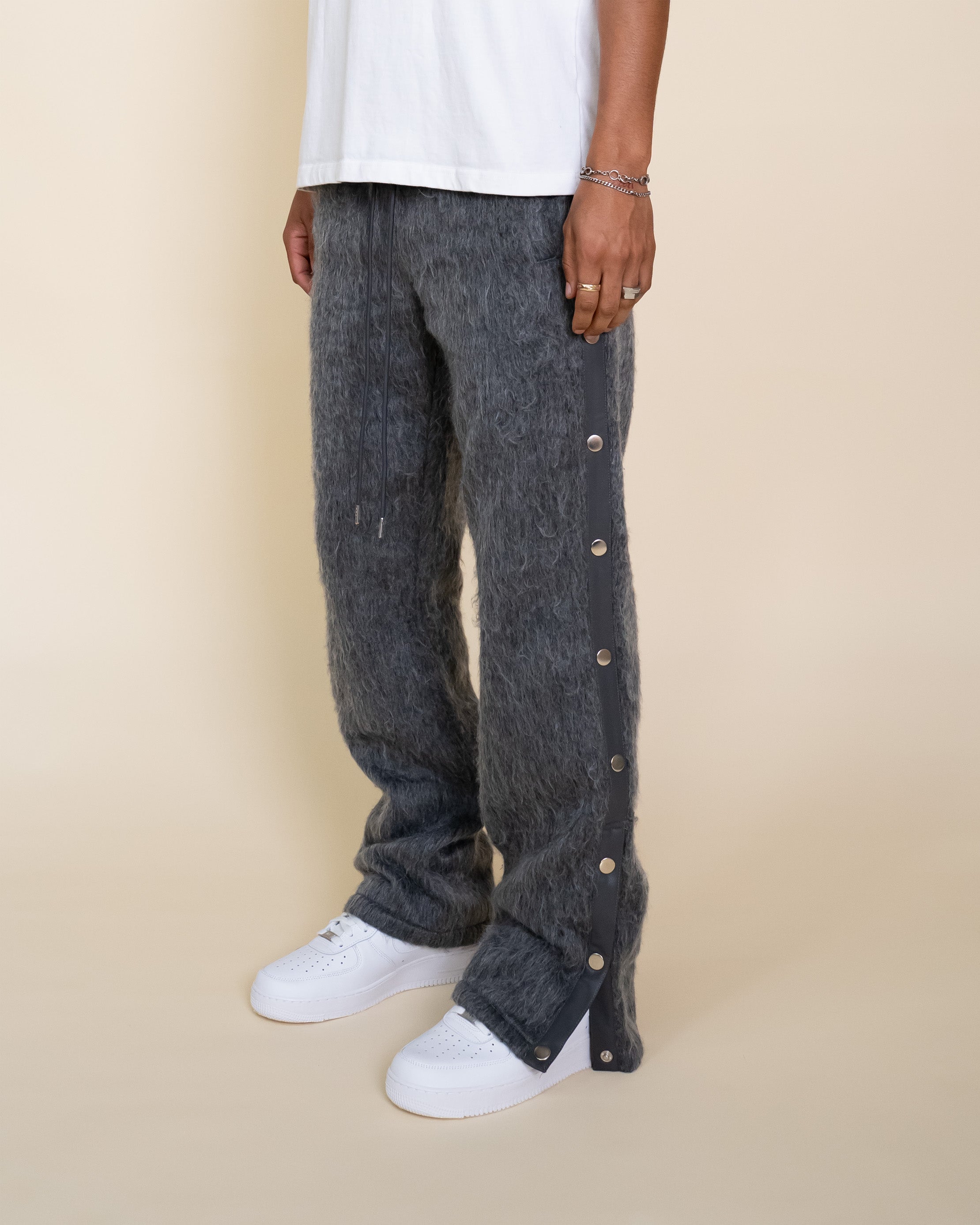 Mohair Snap Pants - Charcoal