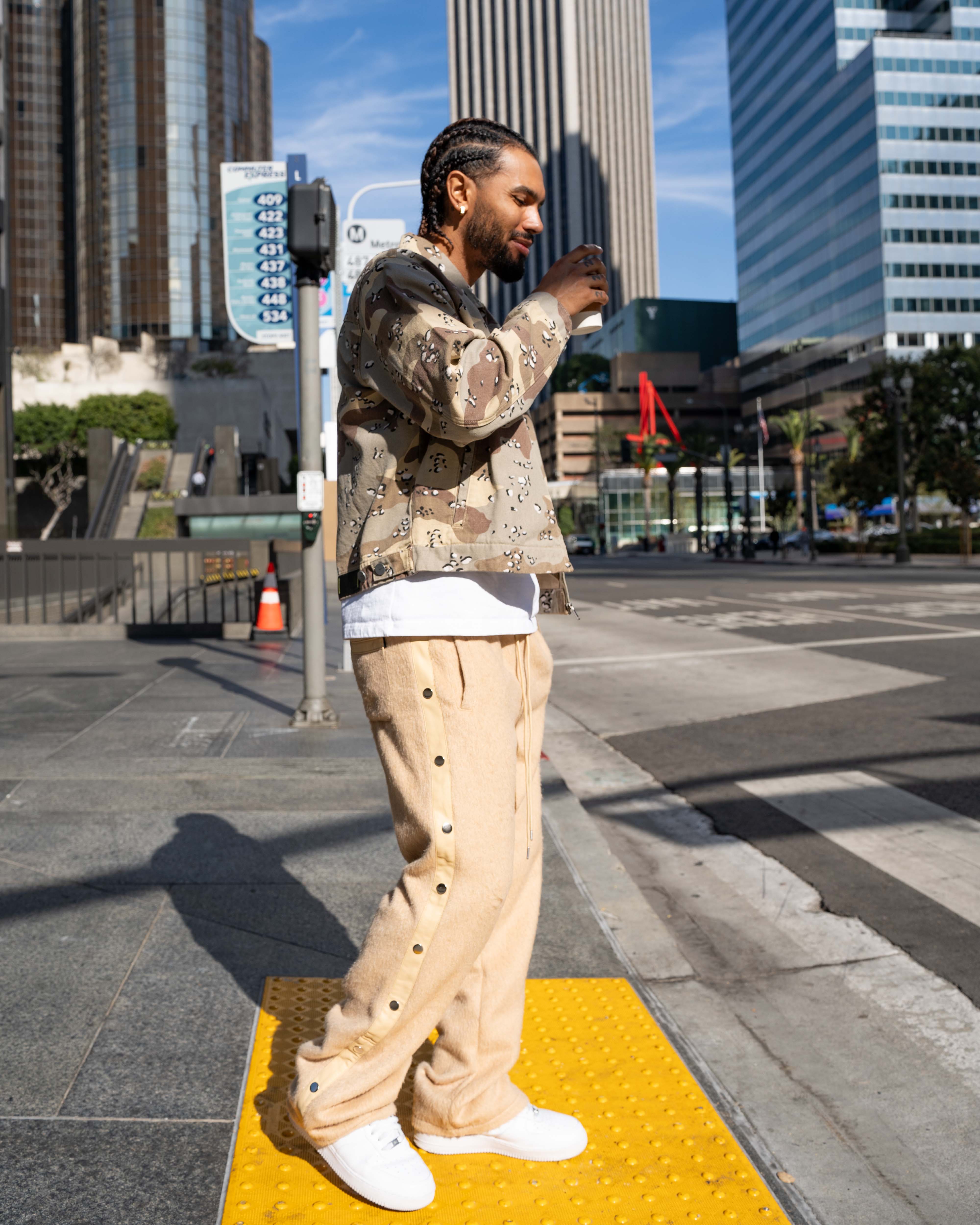 Mohair Snap Pants -Khaki