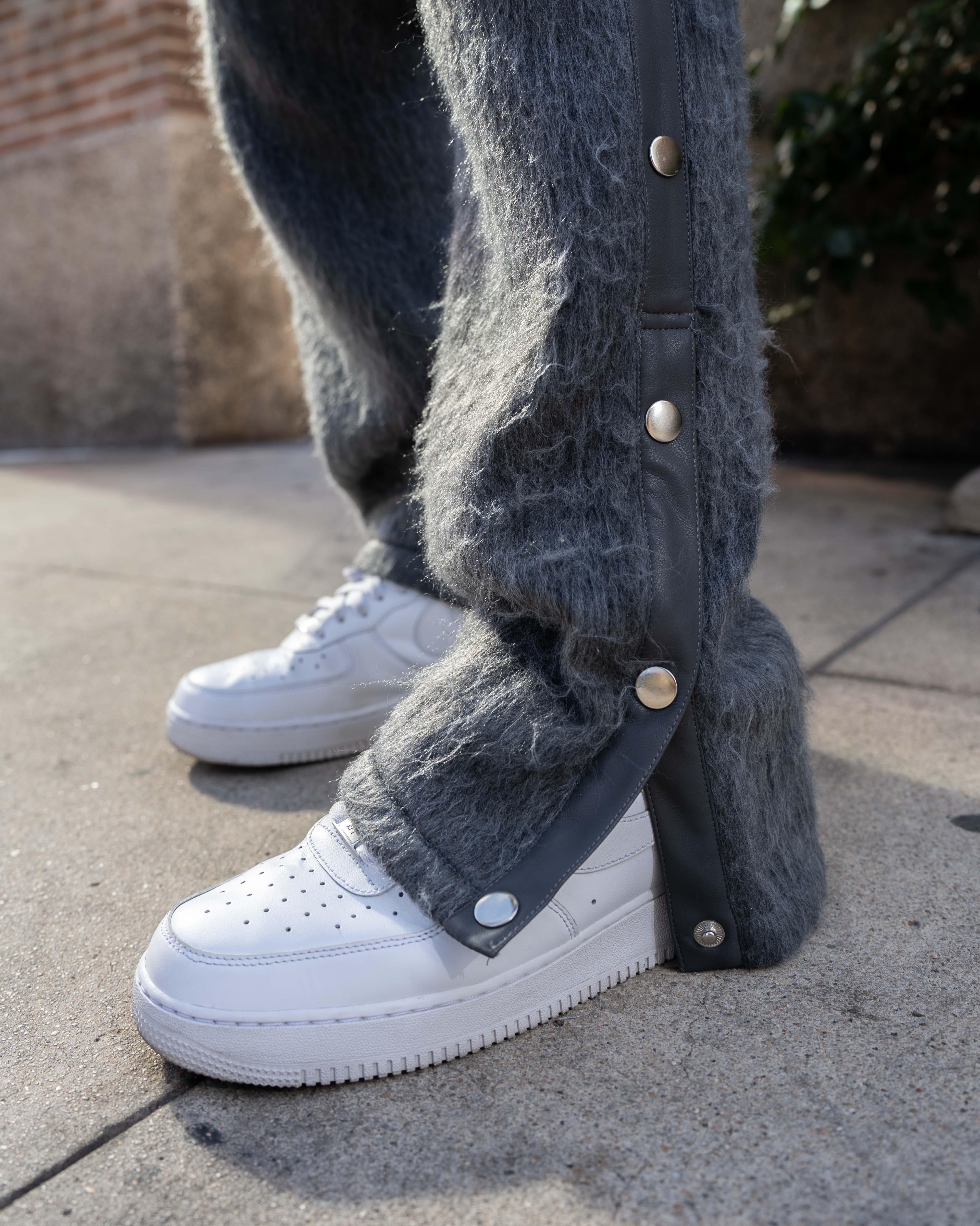 Mohair Snap Pants - Charcoal