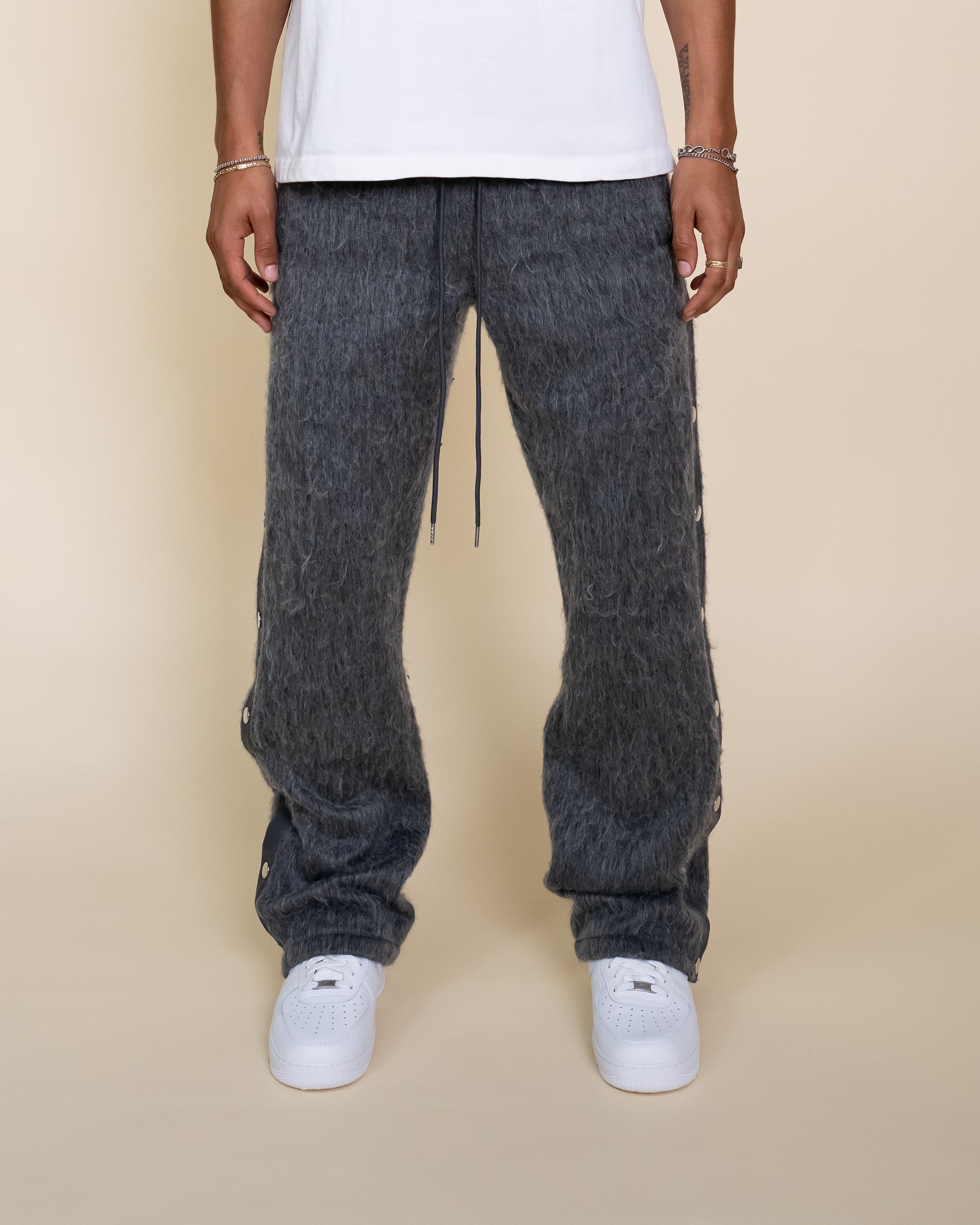 Mohair Snap Pants - Charcoal