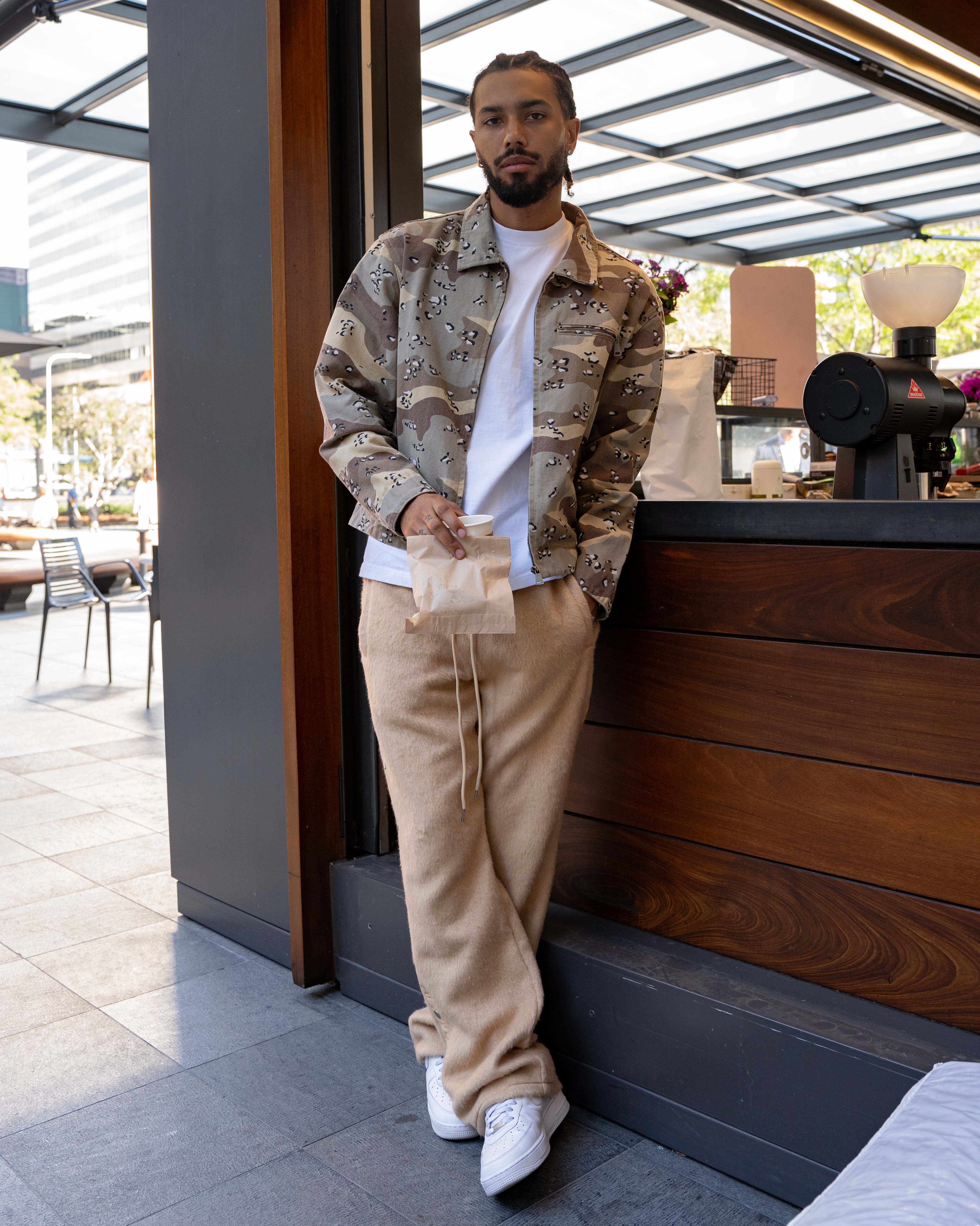 Mohair Snap Pants -Khaki