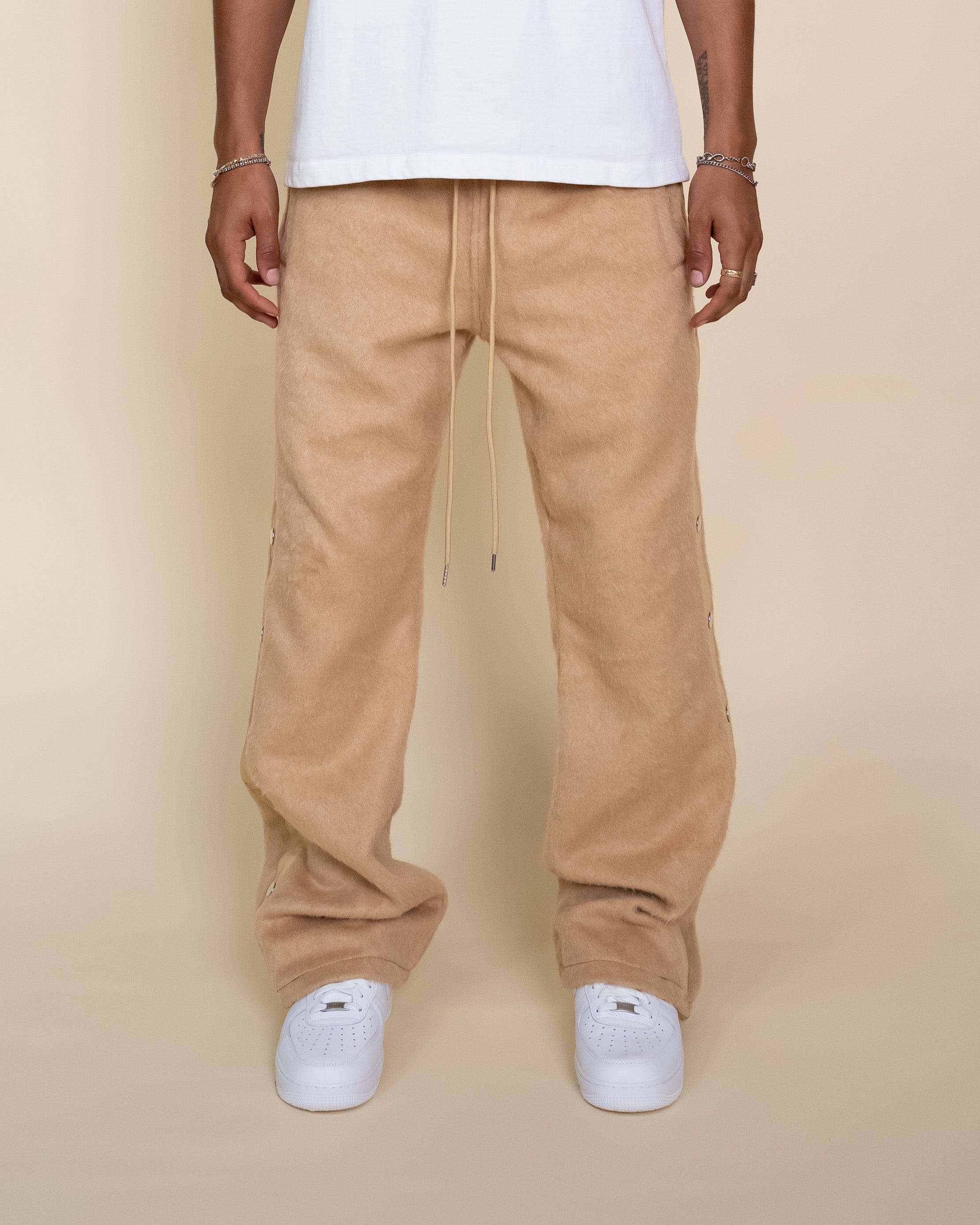 Mohair Snap Pants -Khaki