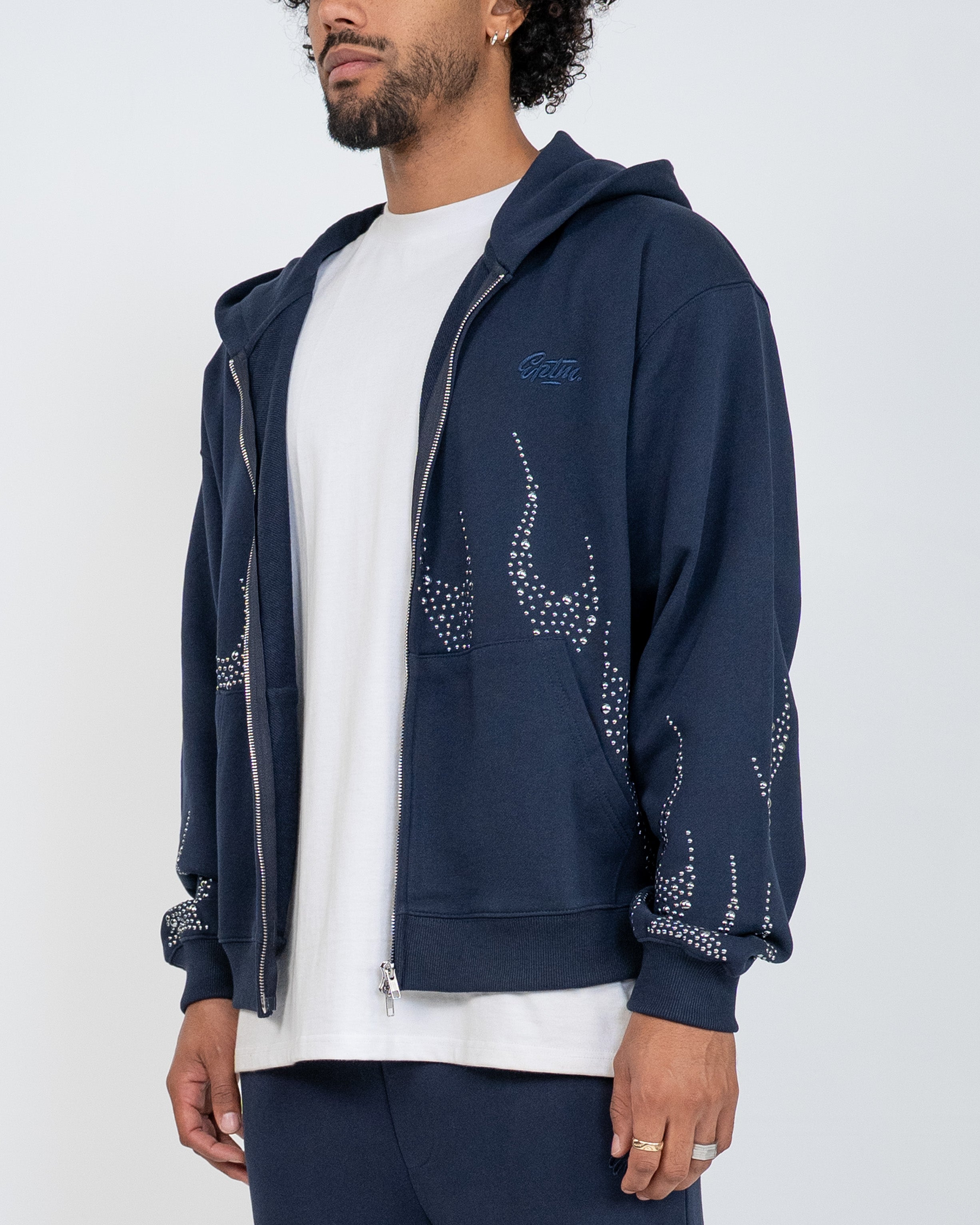 EPTM Metal Flame Zip Up Hoodie - Navy