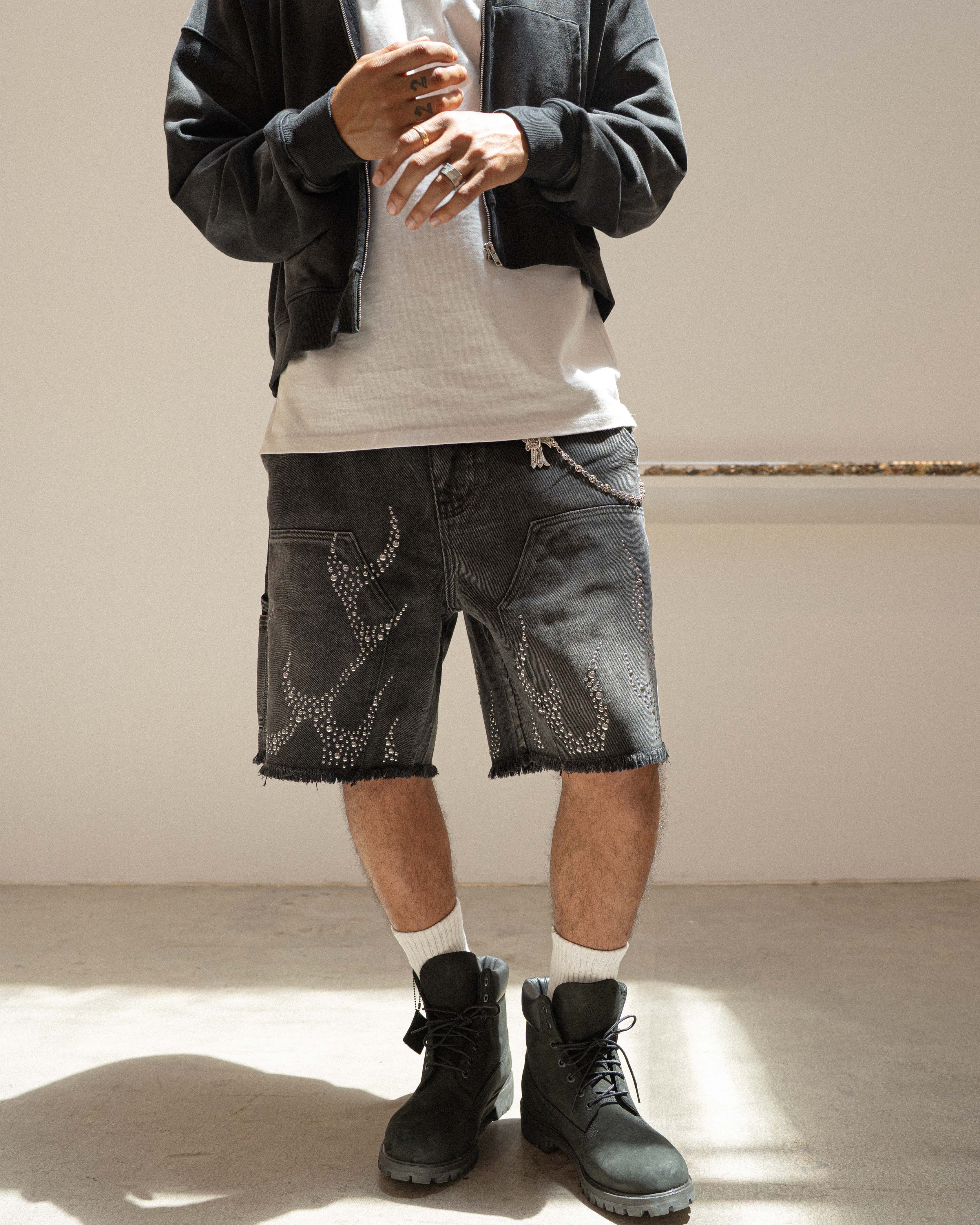 EPTM Metal Flame Jorts - Black