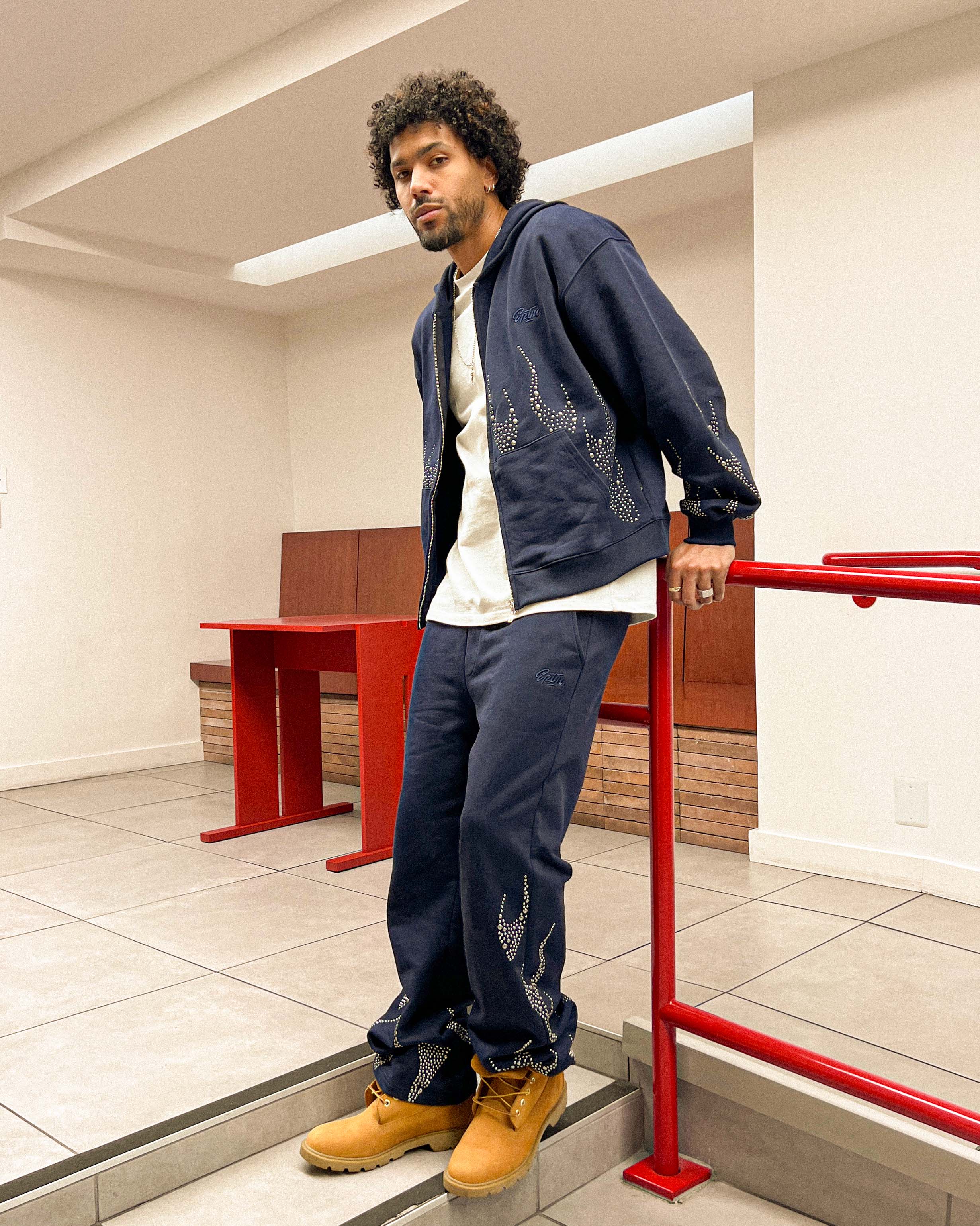 EPTM Metal Flame Zip Up Hoodie - Navy