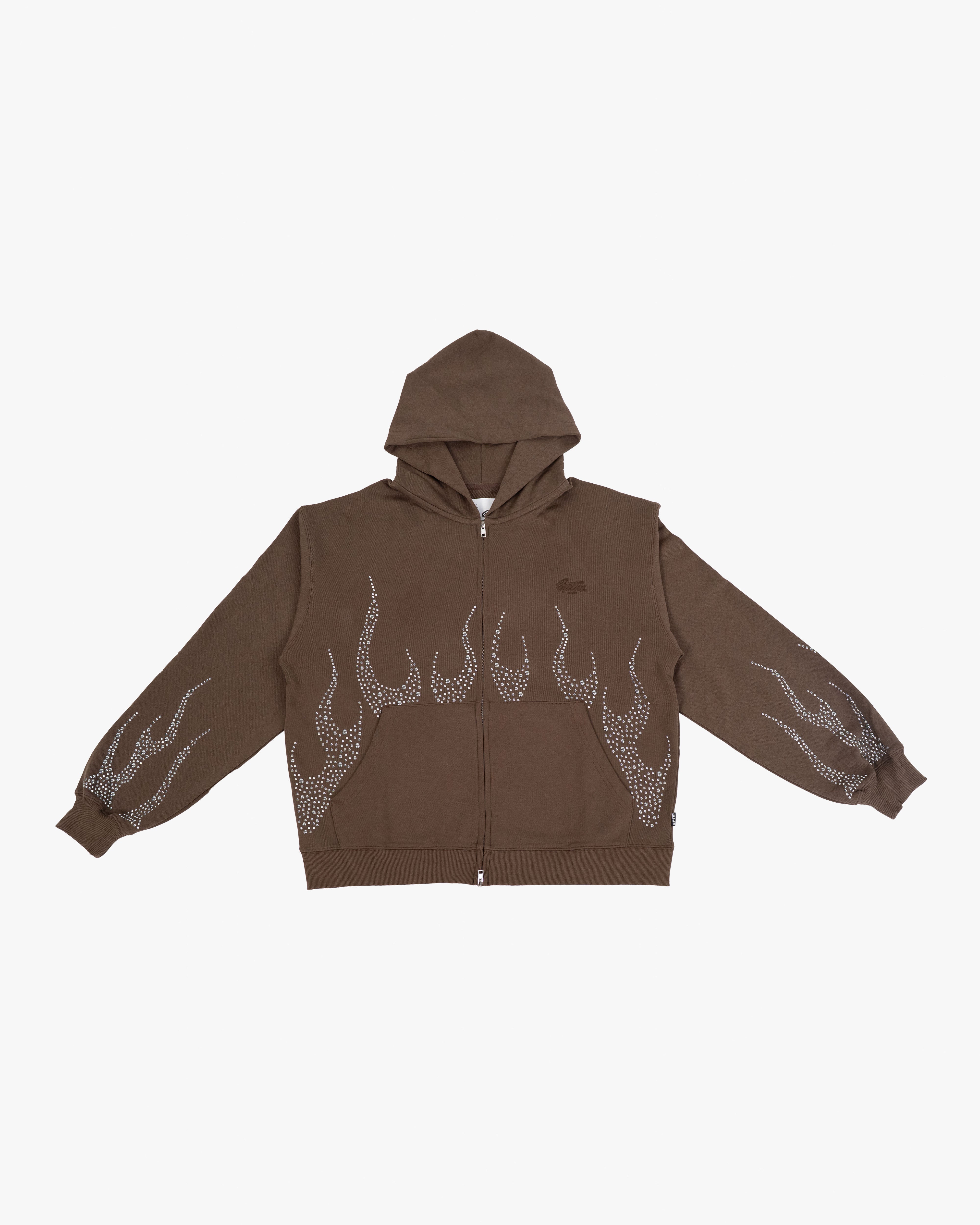 EPTM Metal Flame Zip Up Hoodie - Brown