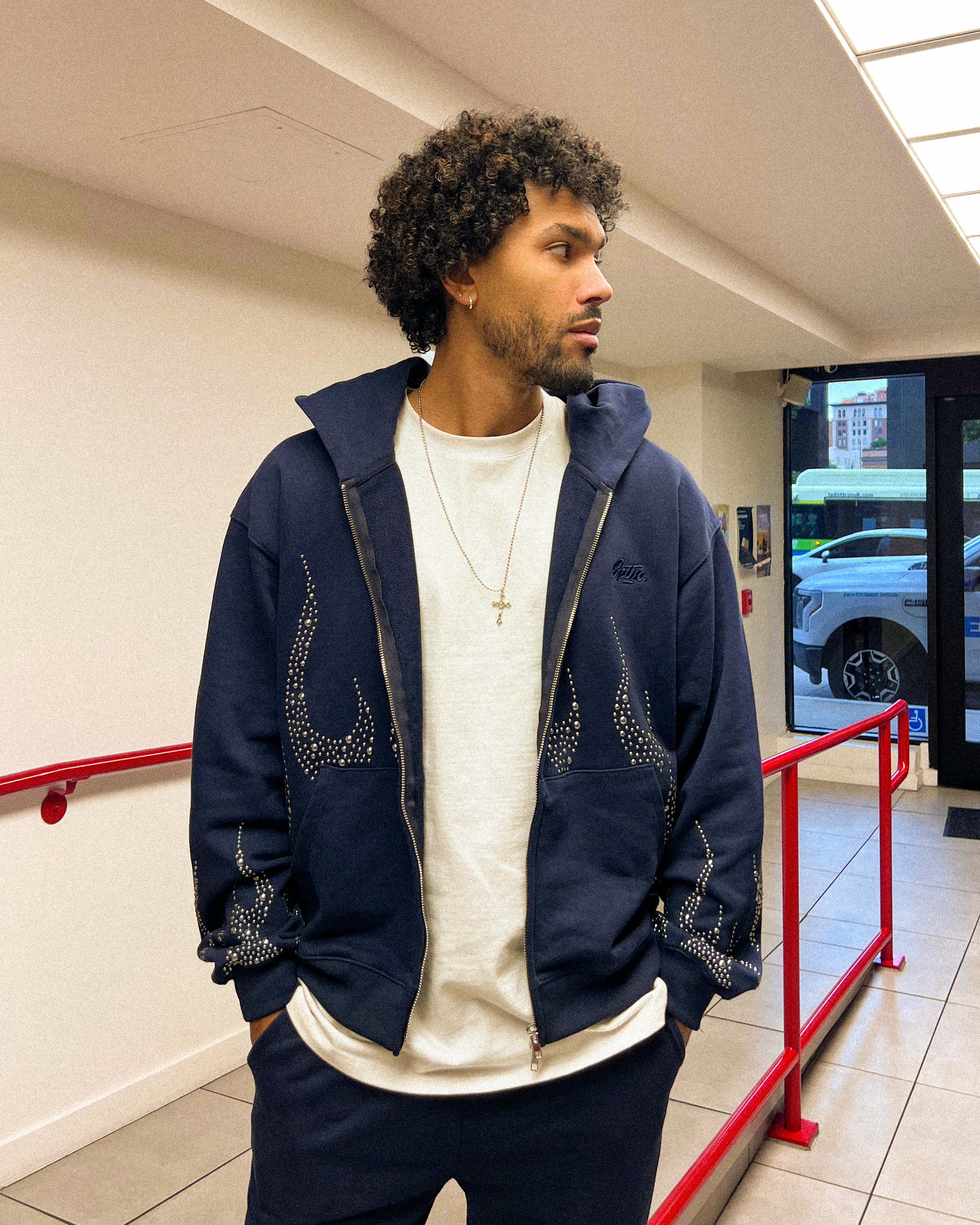 EPTM Metal Flame Zip Up Hoodie - Navy