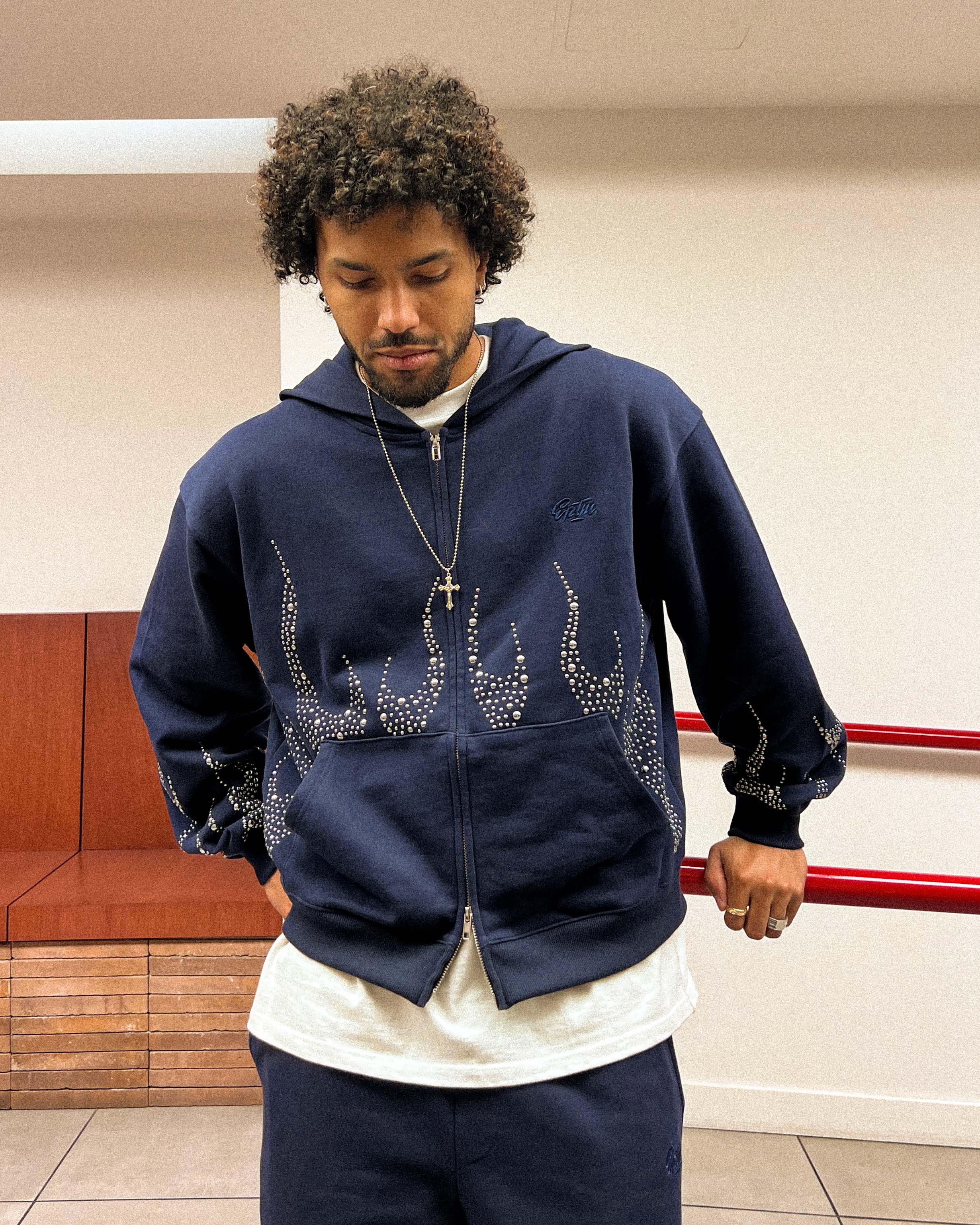 EPTM Metal Flame Zip Up Hoodie - Navy
