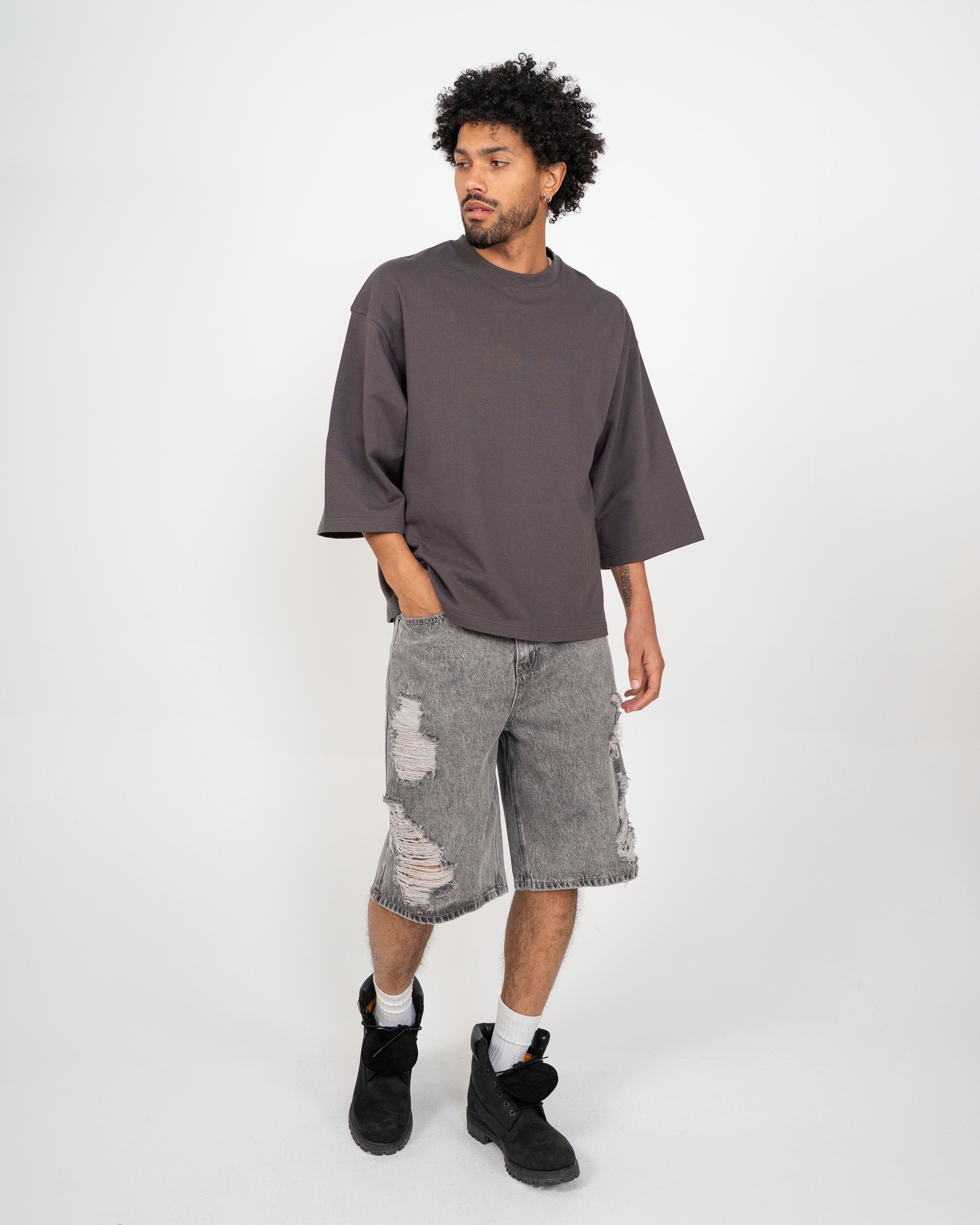 EPTM Perfect Quarter Sleeve Tee - Charcoal