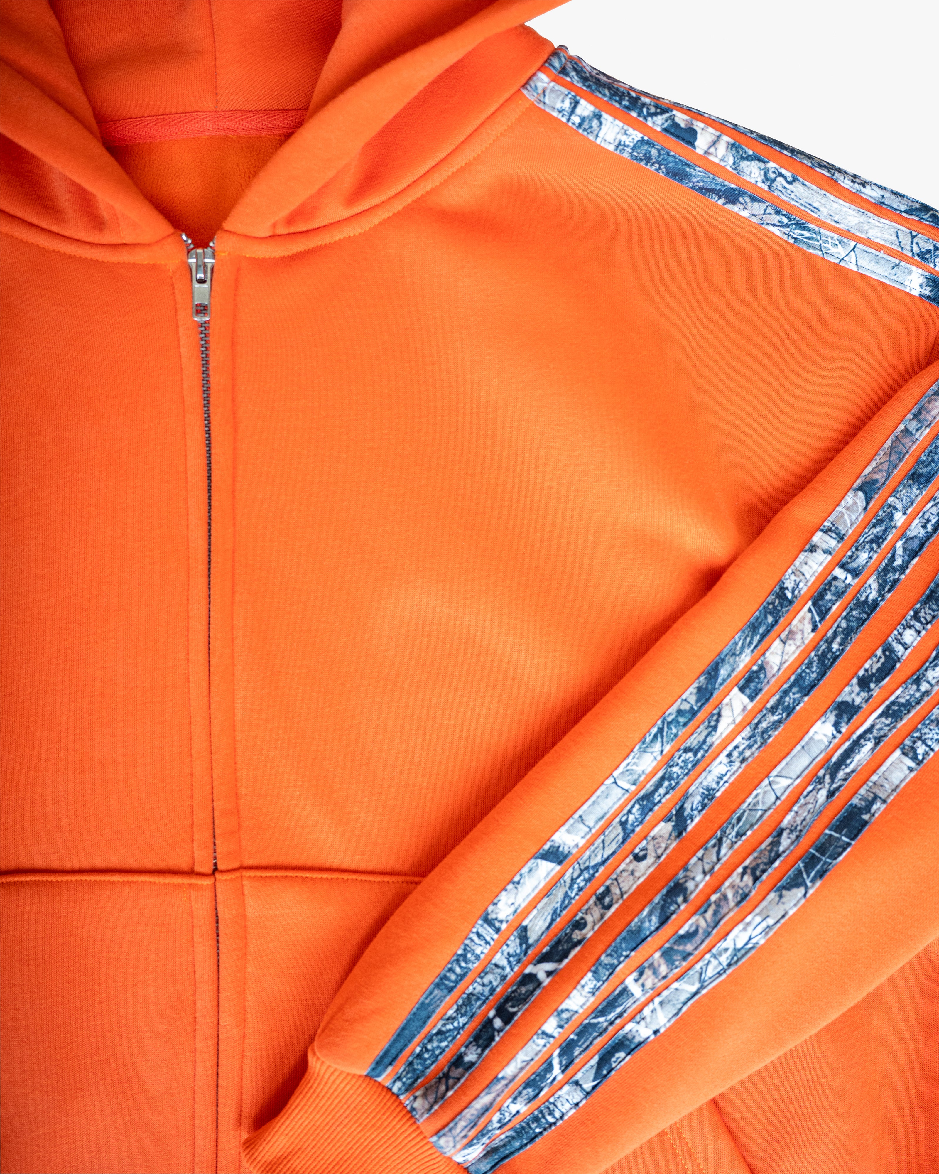 Real Camo Striped Zip Up Hoodie - Orange