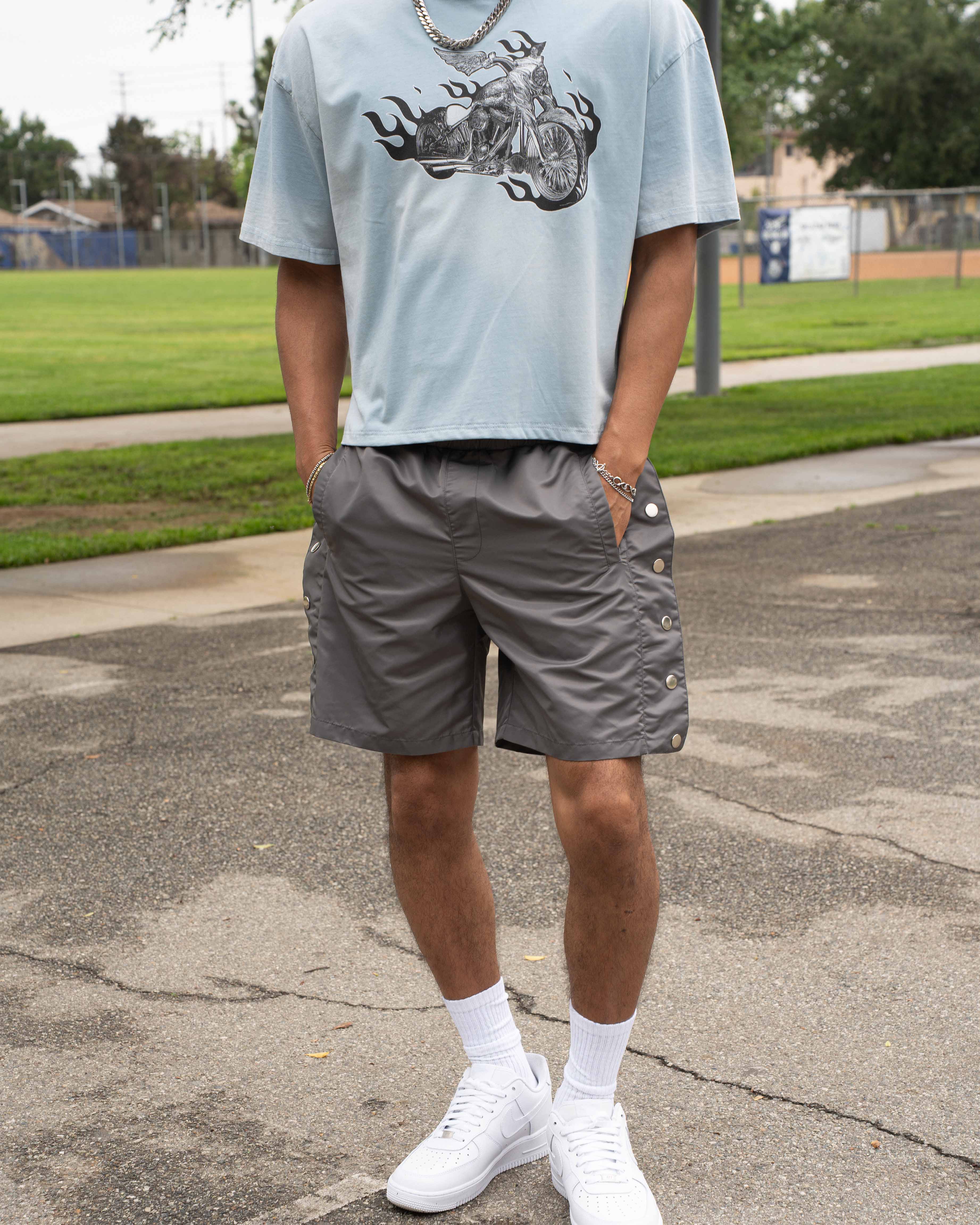 EPTM SNAPPY TRACK SHORTS - GREY
