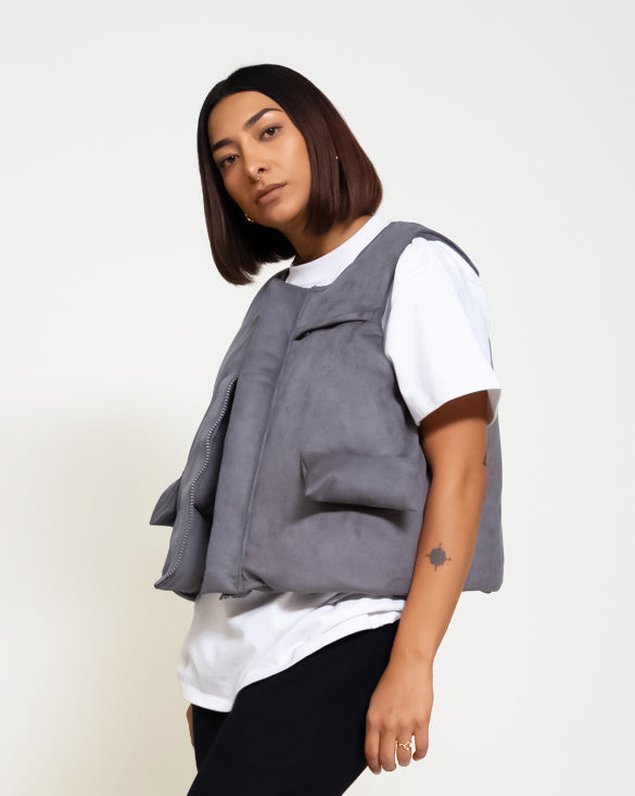 EPTM SUEDE BUBBLE VEST-GREY