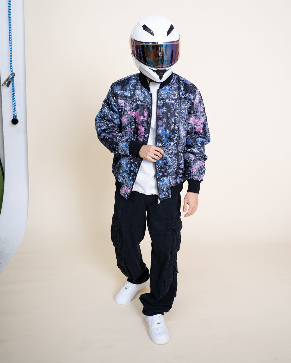 EPTM TIE DYE BANDANA BOMBER JACKET-BLACK