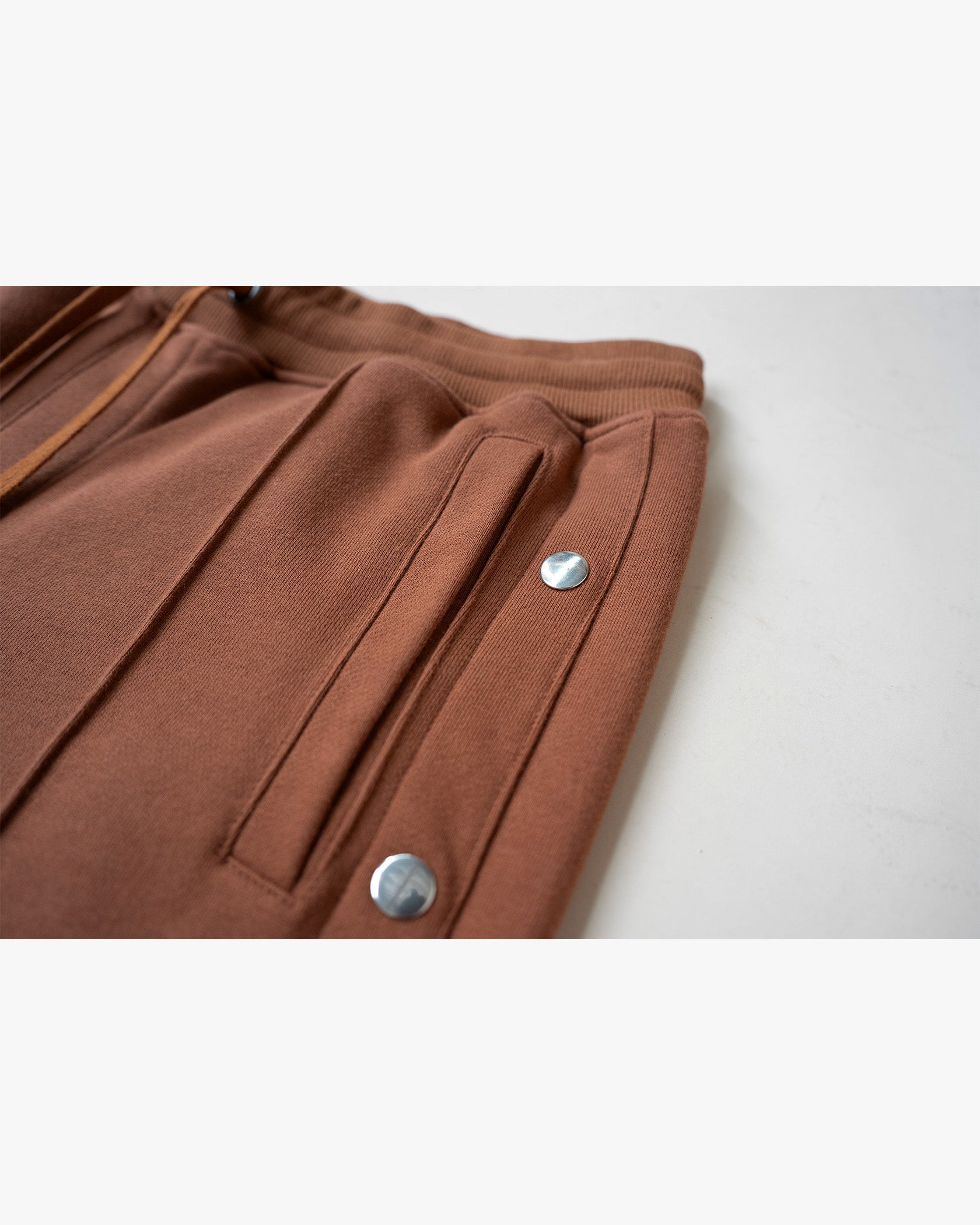 EPTM French Terry Snap Flared Pants - Brown