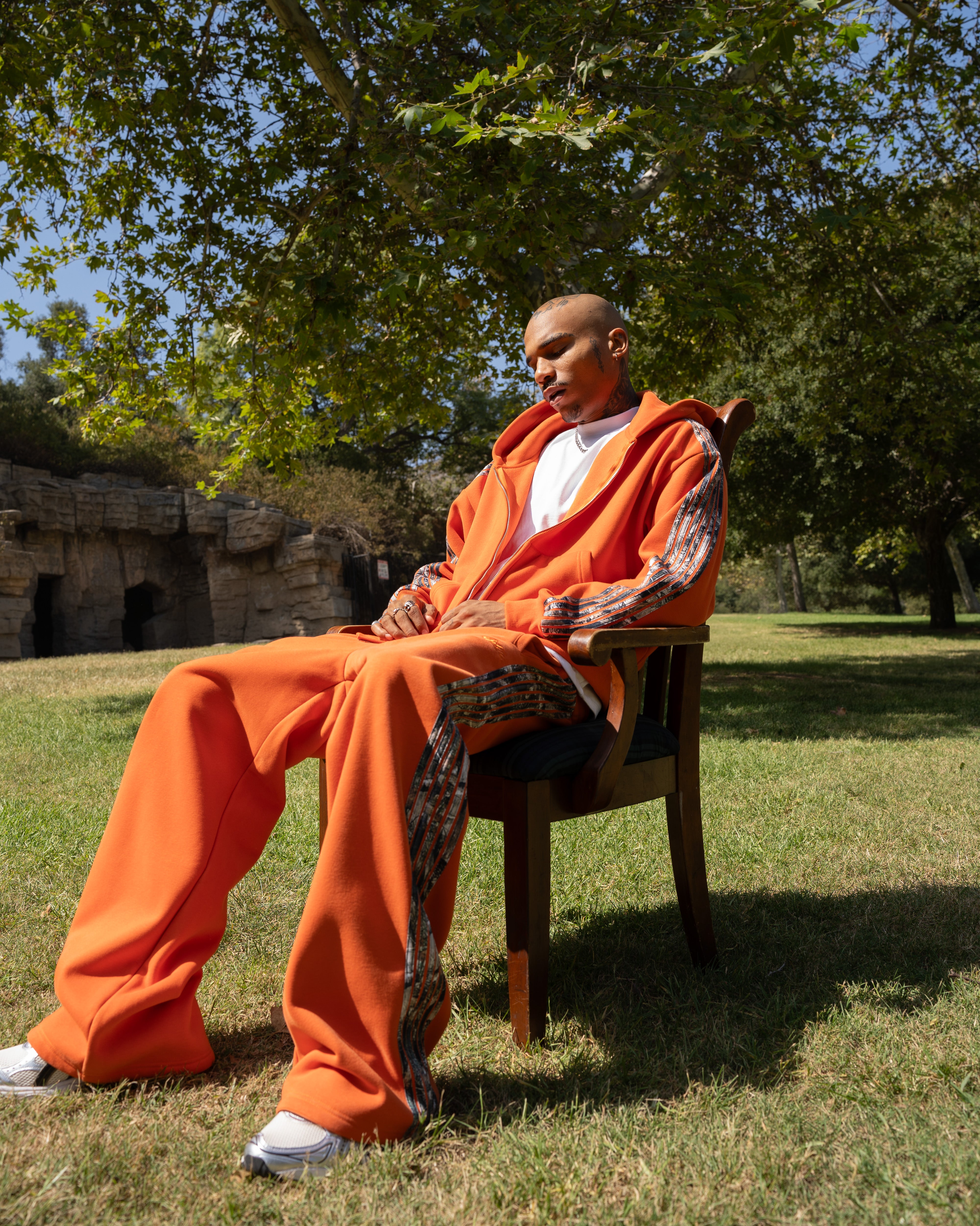 Real Camo Striped Zip Up Hoodie - Orange