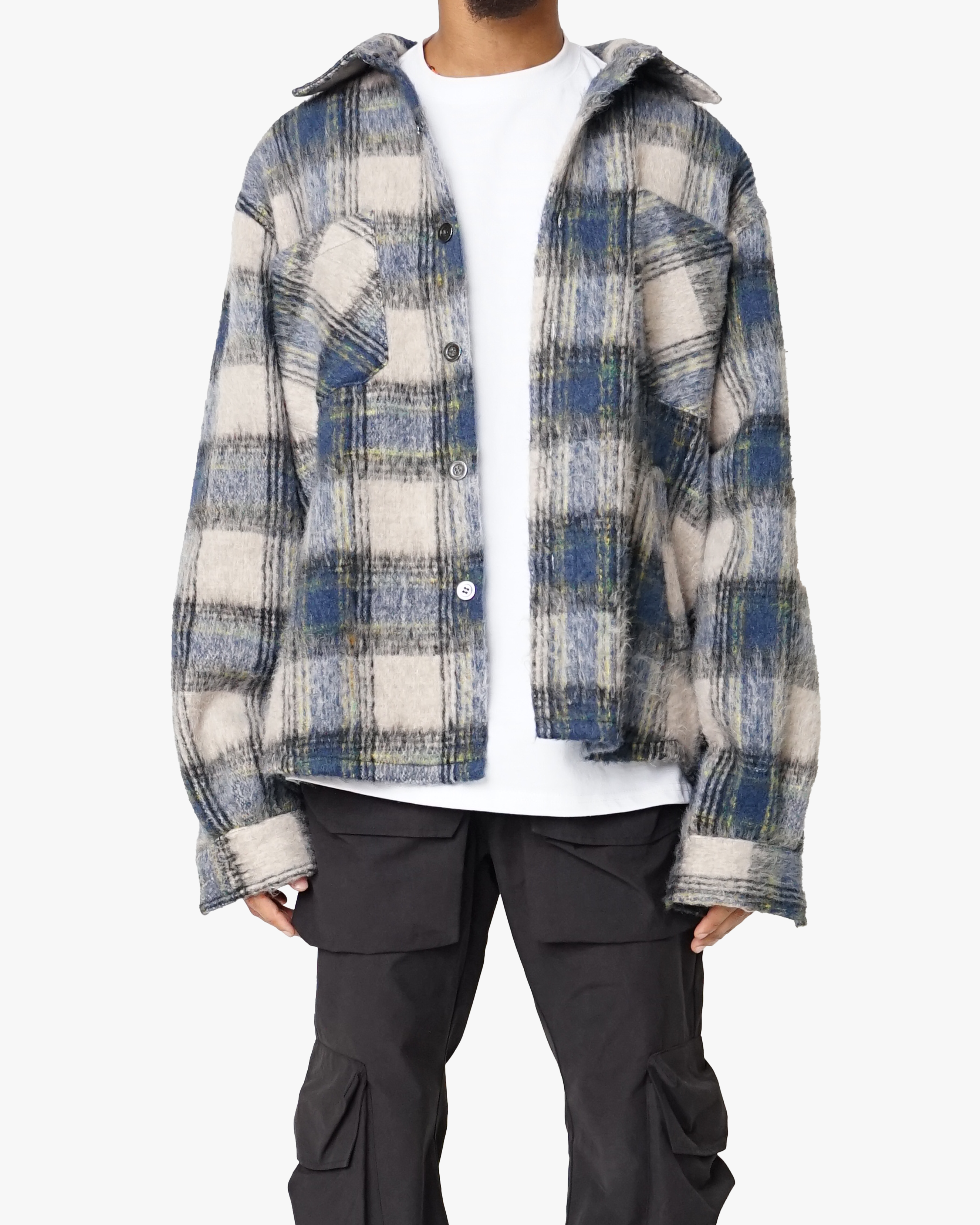 EPTM SIDE SLIT FLANNEL-BLUE/GREY