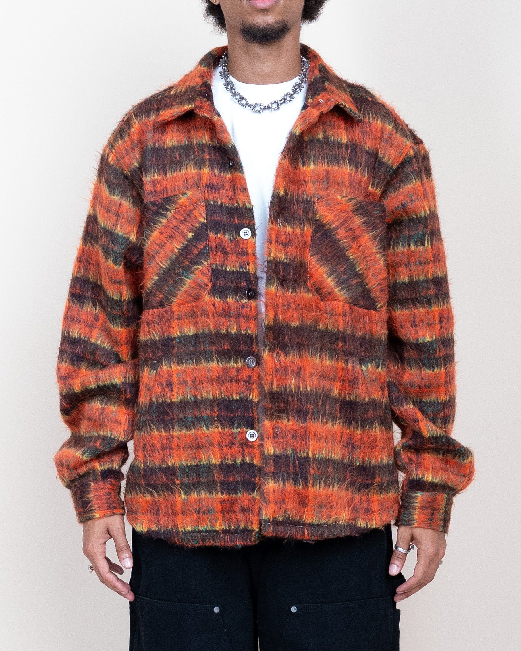 EPTM SIDE SLIT FLANNEL-BLOOD ORANGE