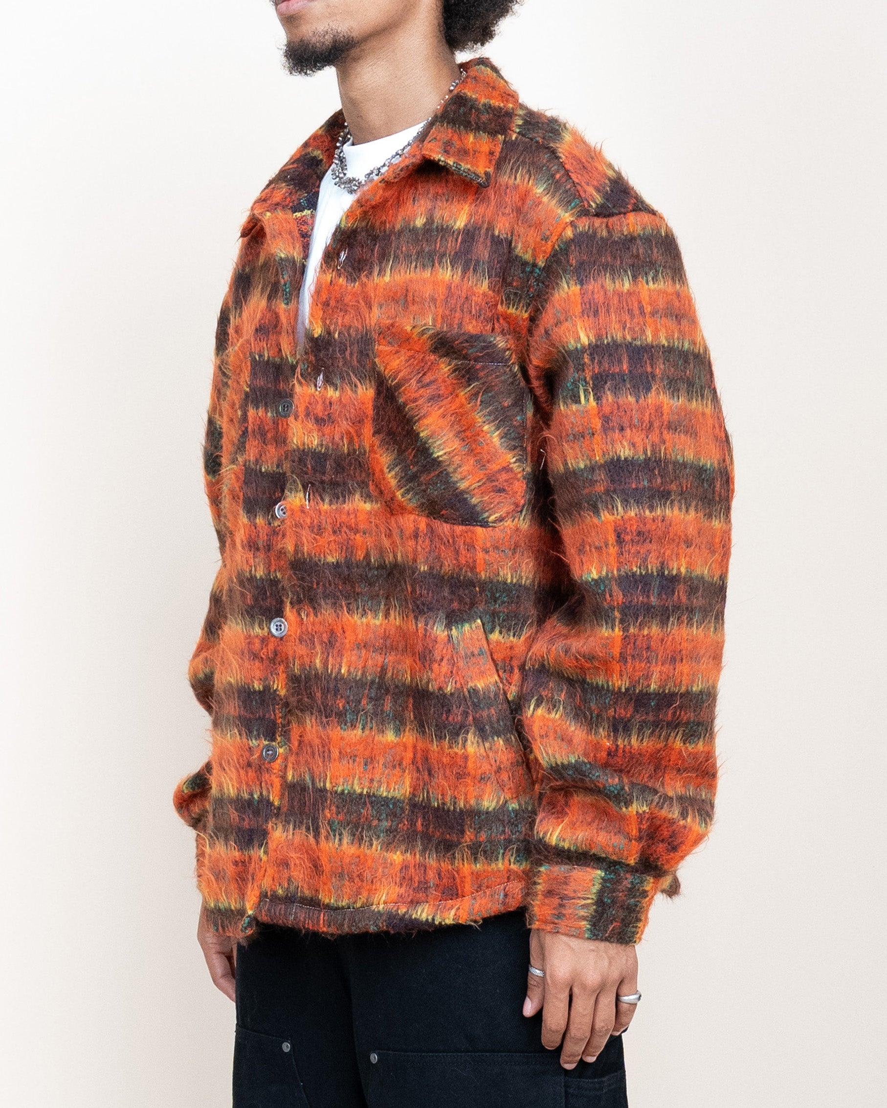 EPTM SIDE SLIT FLANNEL-BLOOD ORANGE