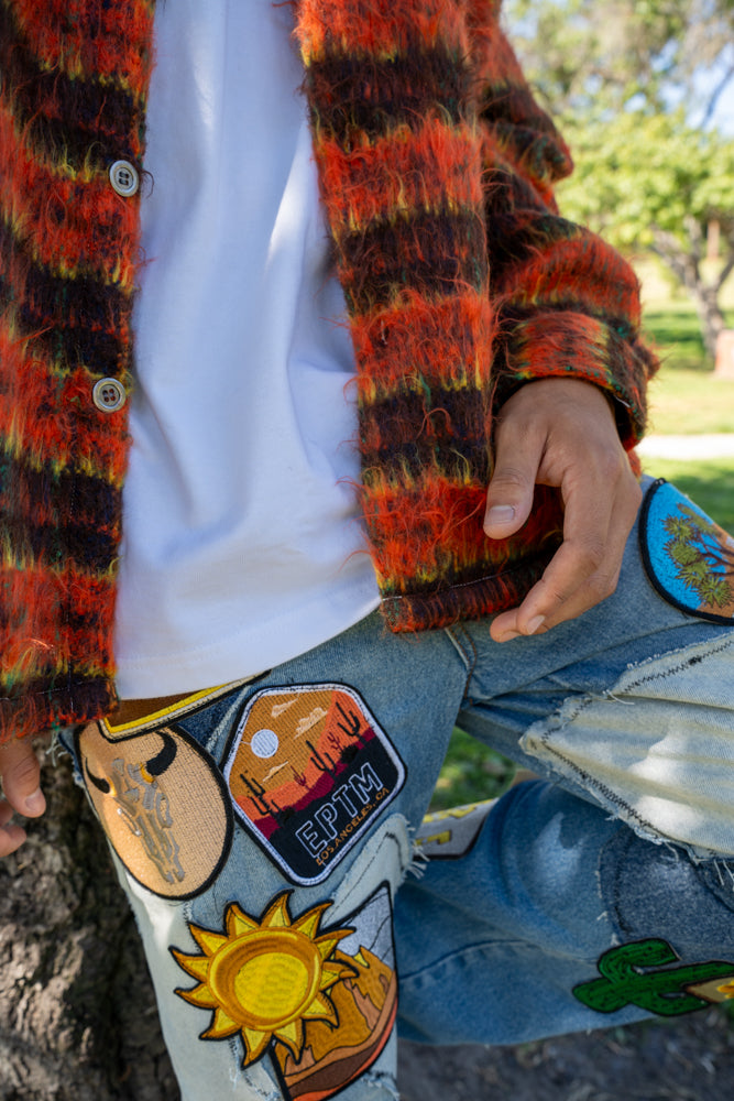 EPTM SIDE SLIT FLANNEL-BLOOD ORANGE