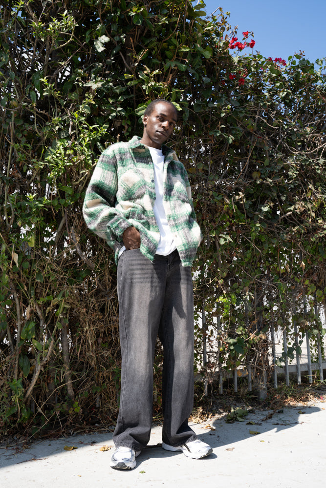 EPTM SIDE SLIT FLANNEL- GREEN