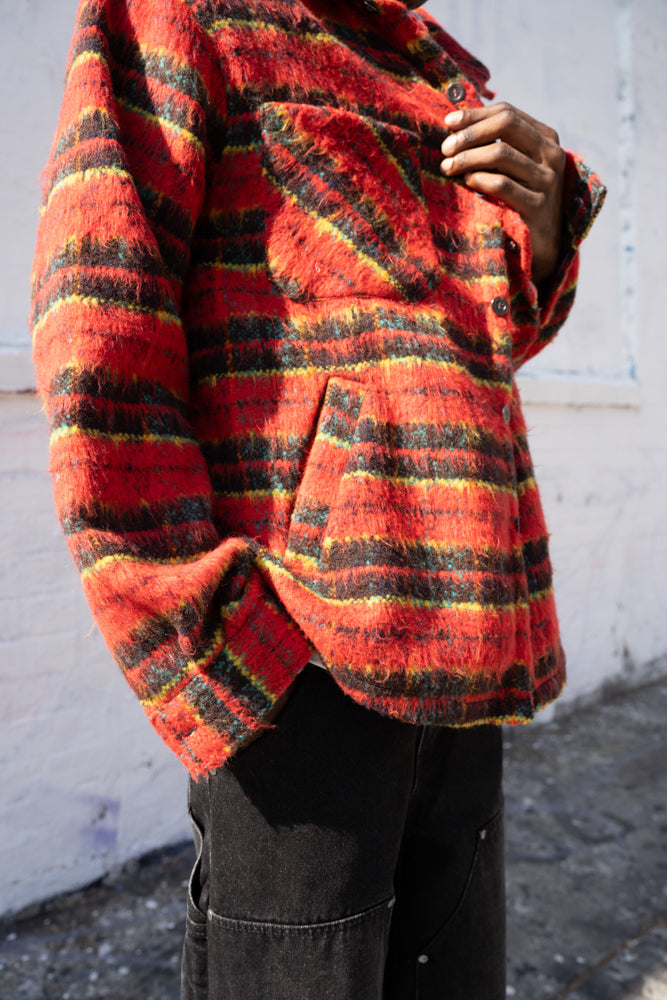 EPTM SIDE SLIT FLANNEL-TOMATO