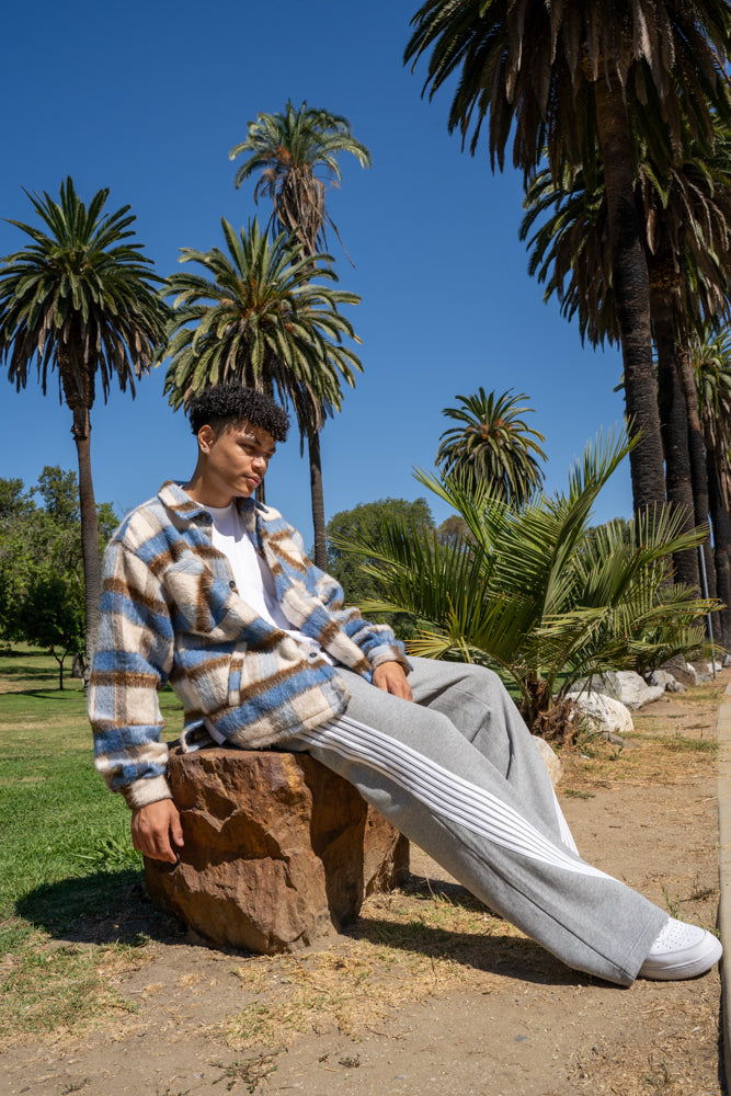 EPTM SIDE SLIT FLANNEL-BLUE/BROWN