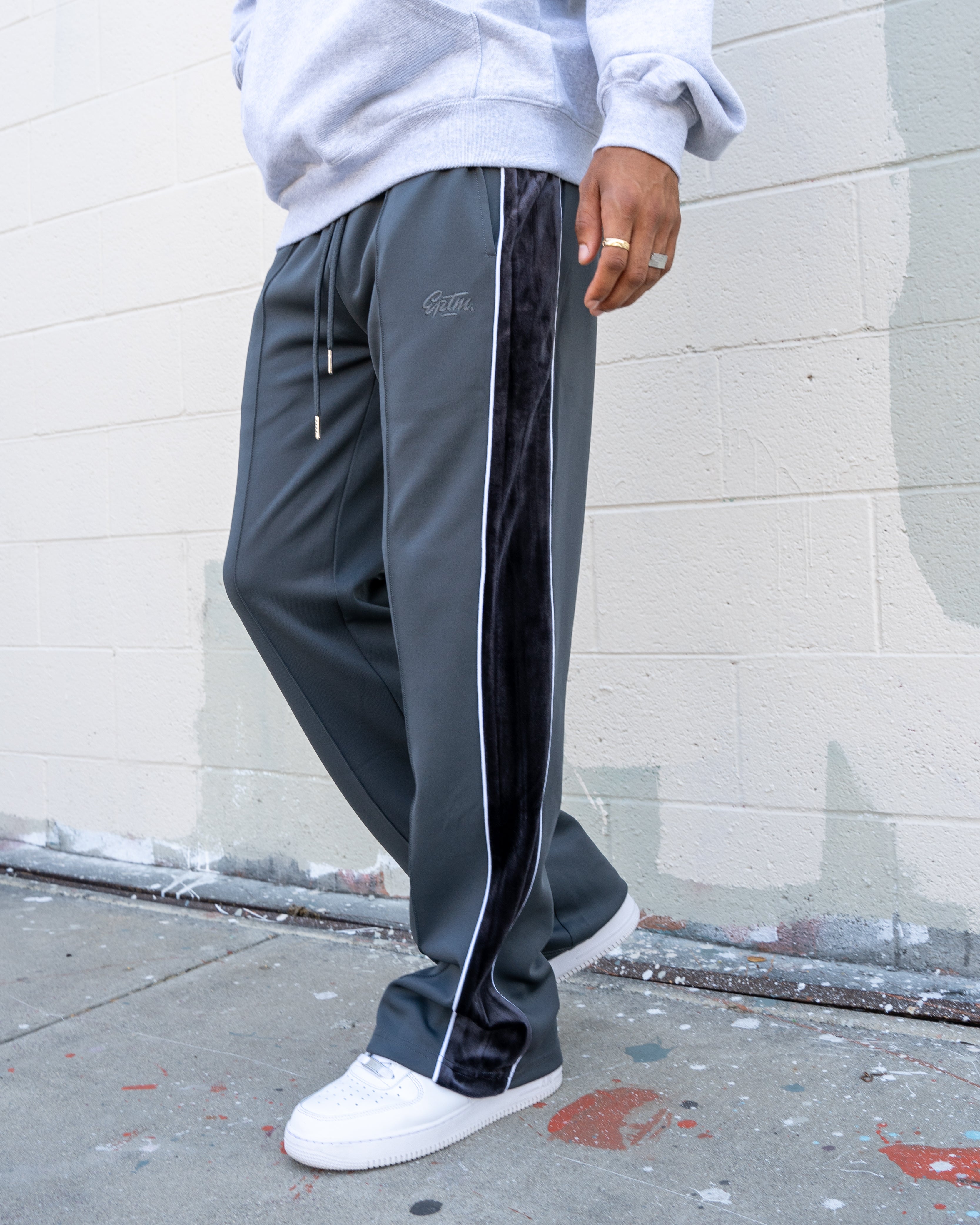 EPTM Velour Piping Track Pants - Grey