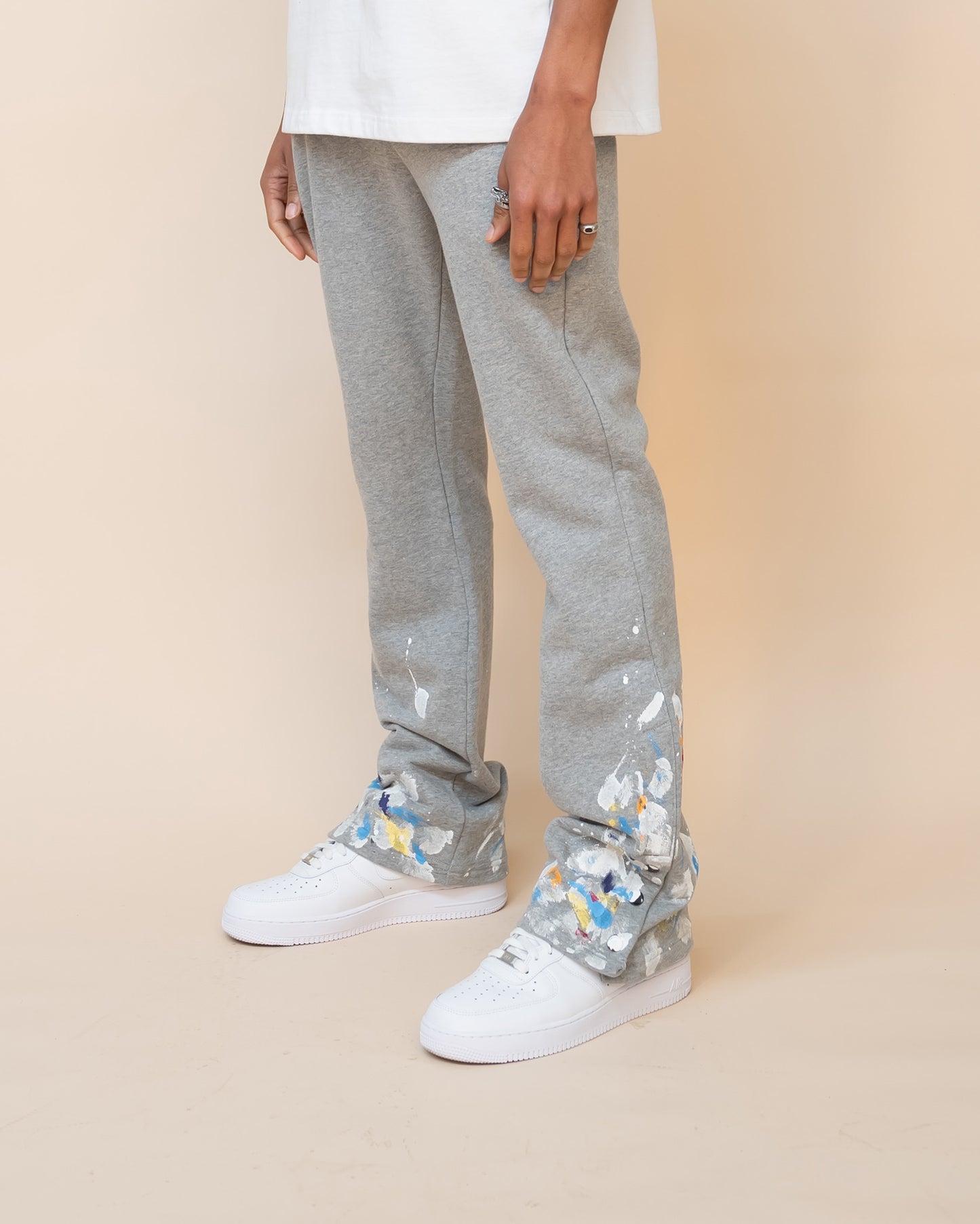 EPTM PAINT SNAP FLARED PANTS - HEATHER GREY