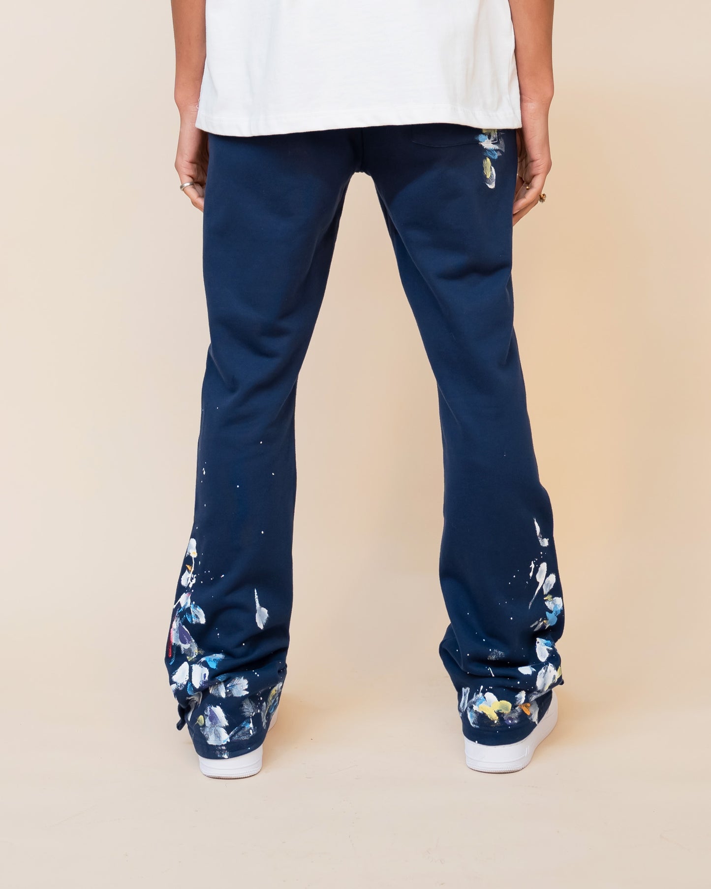 EPTM PAINT SNAP FLARED PANTS - NAVY