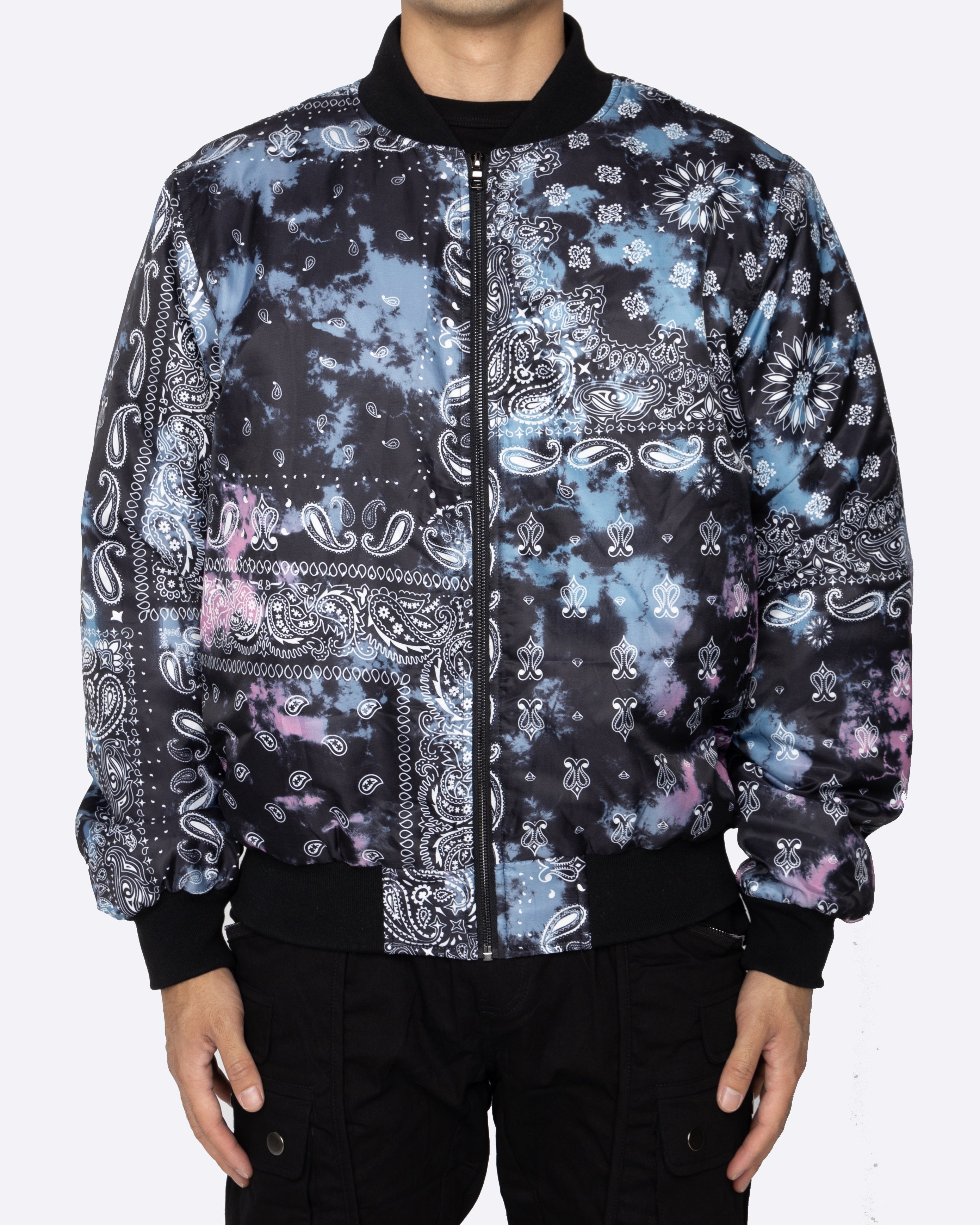 EPTM Tie Dye Bandana Bomber Jacket - Black