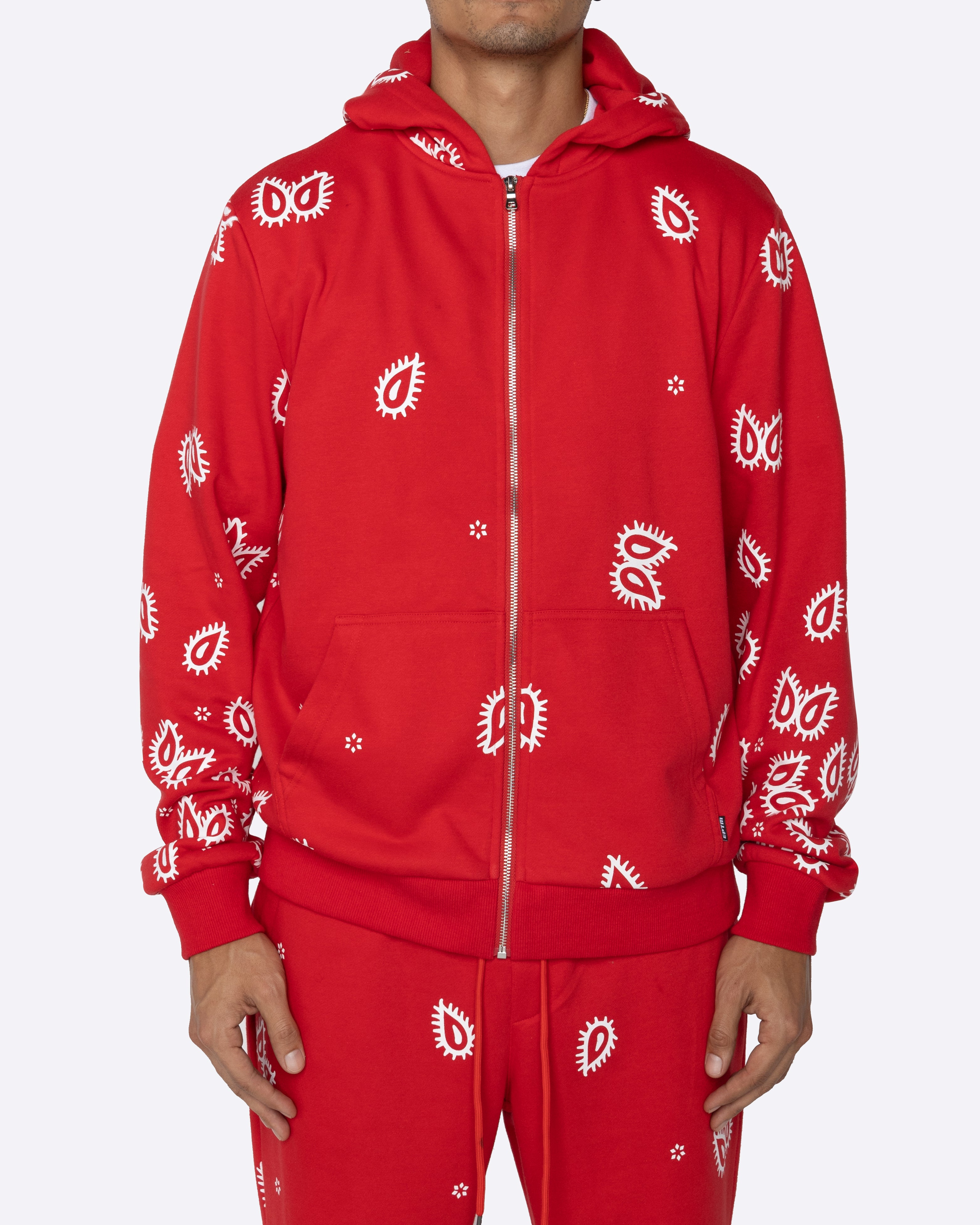 EPTM Amoeba Print Zip Hoodie - Red