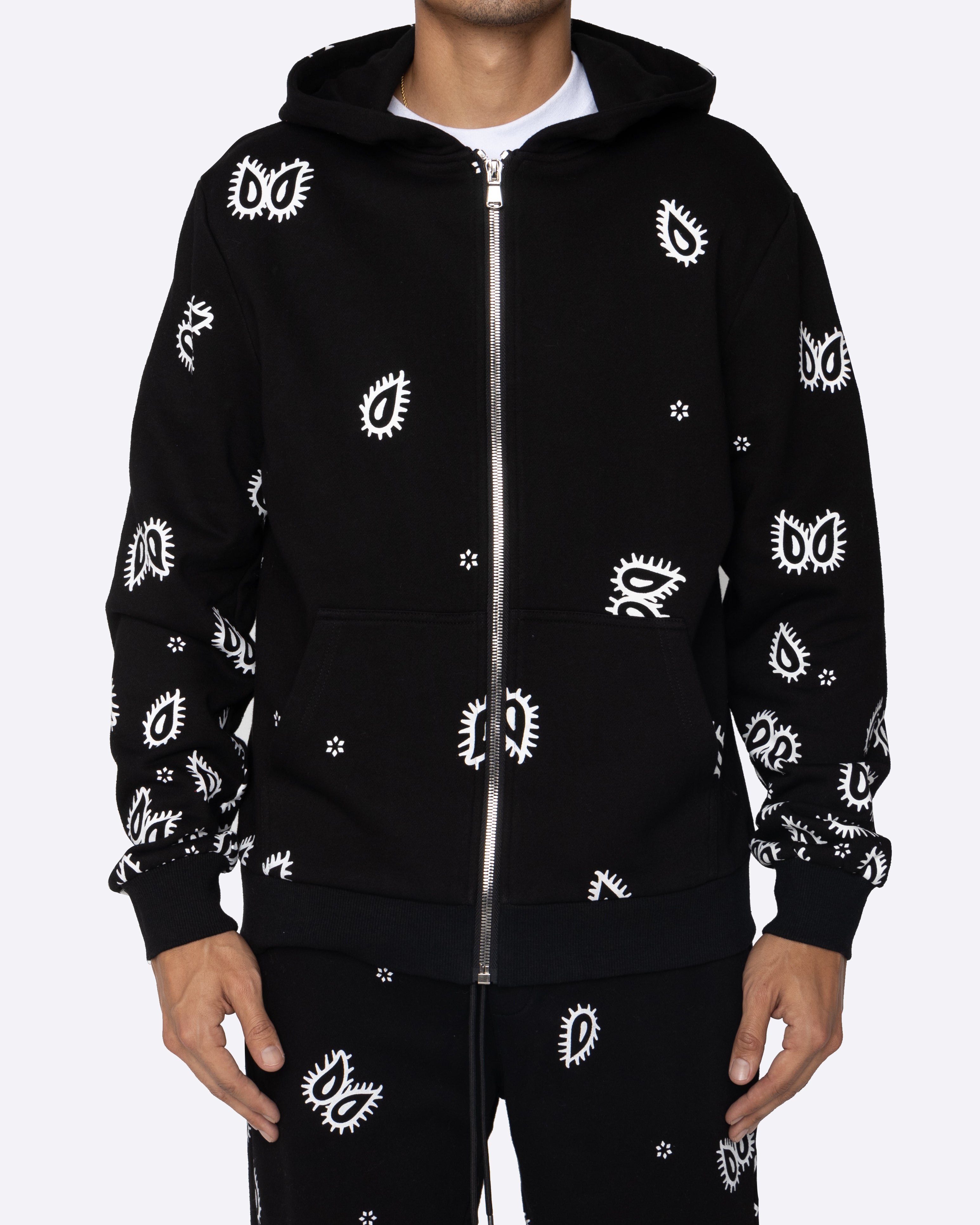 EPTM Amoeba Print Zip Hoodie - Black
