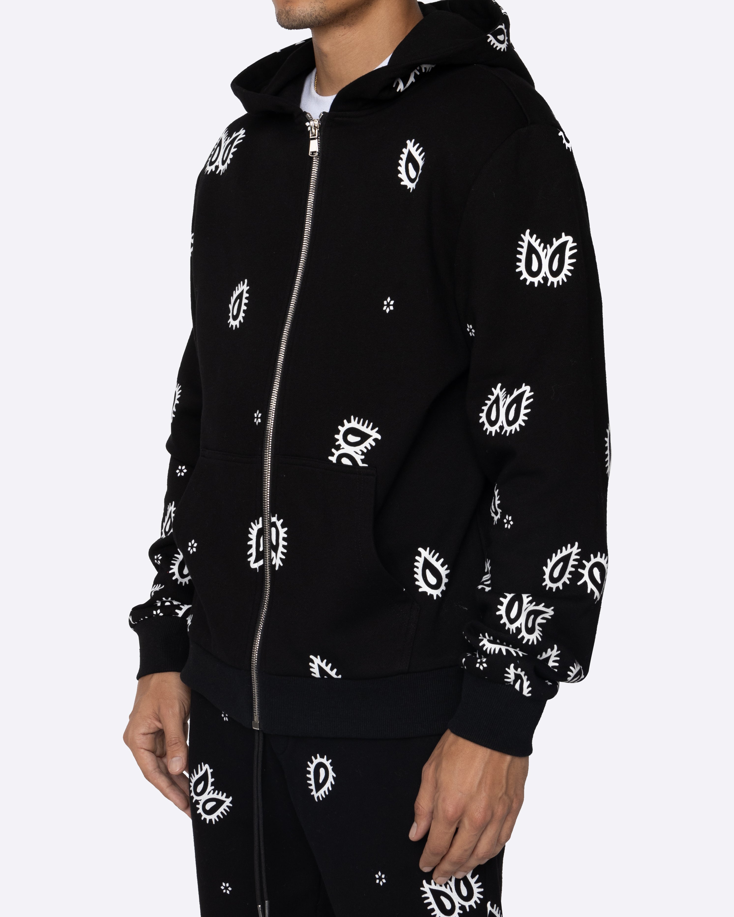 EPTM Amoeba Print Zip Hoodie - Black