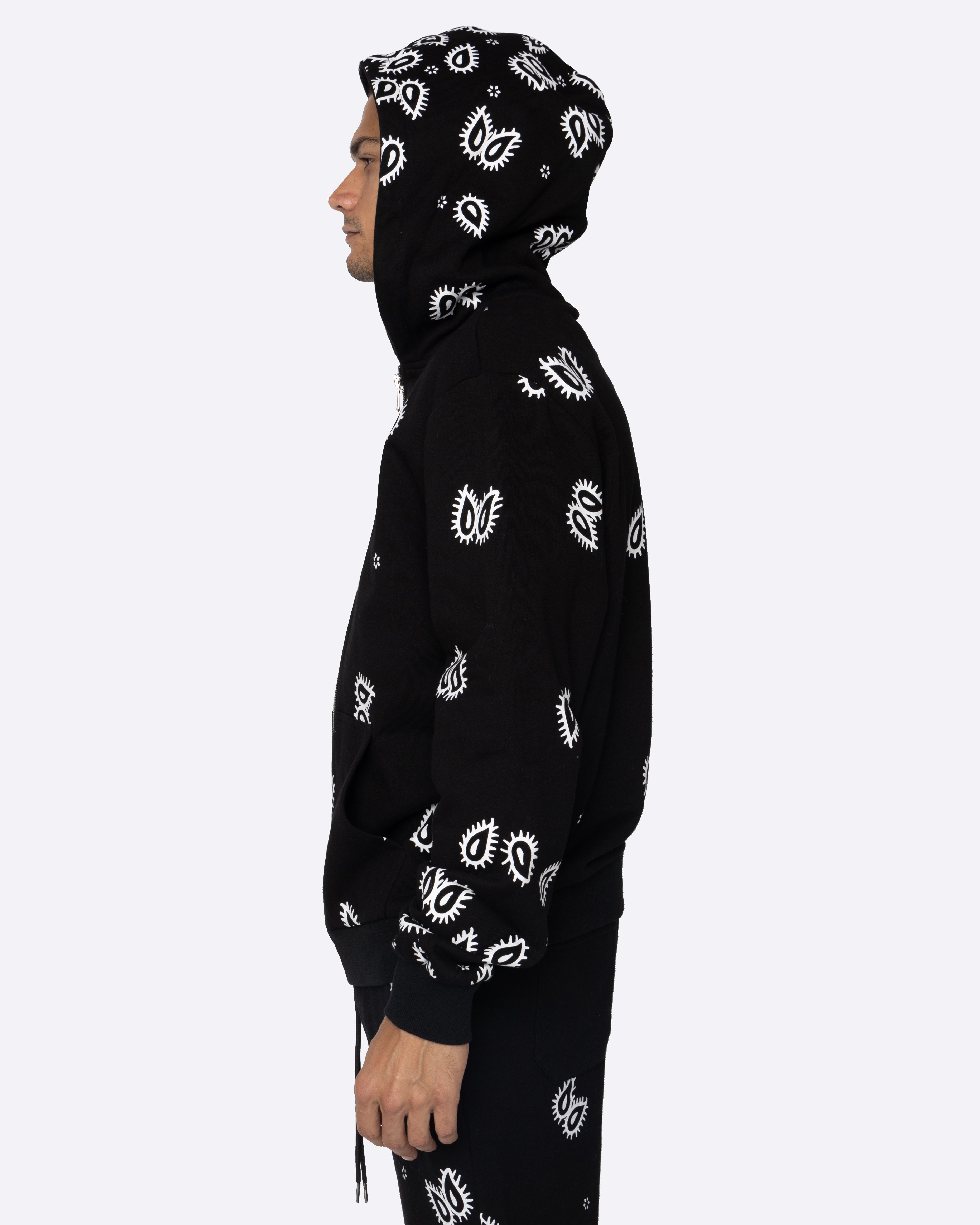 EPTM Amoeba Print Zip Hoodie - Black