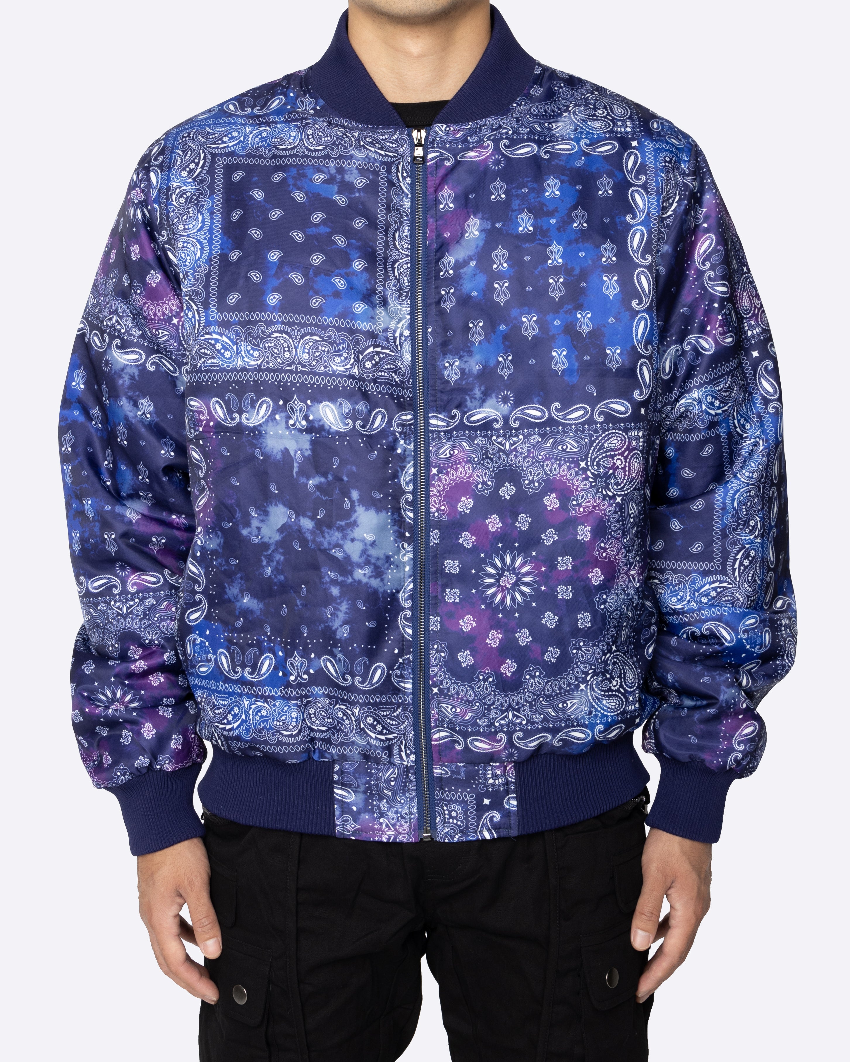EPTM Tie Dye Bandana Bomber Jacket - Navy