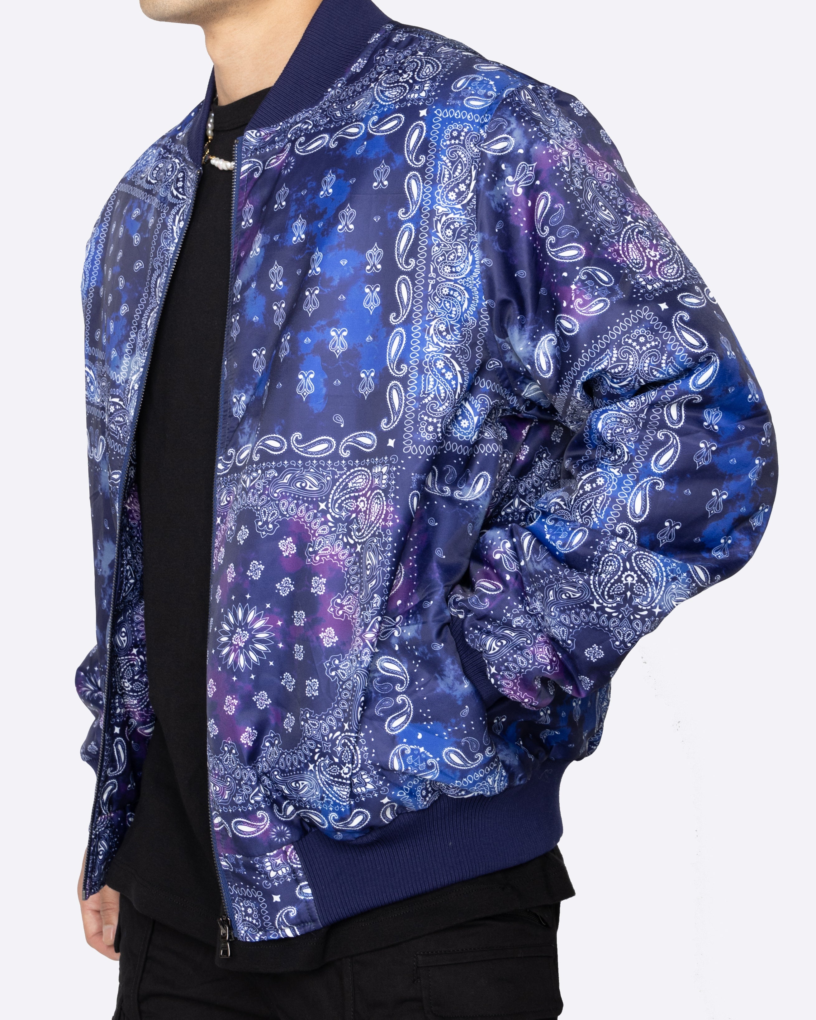 EPTM Tie Dye Bandana Bomber Jacket - Navy