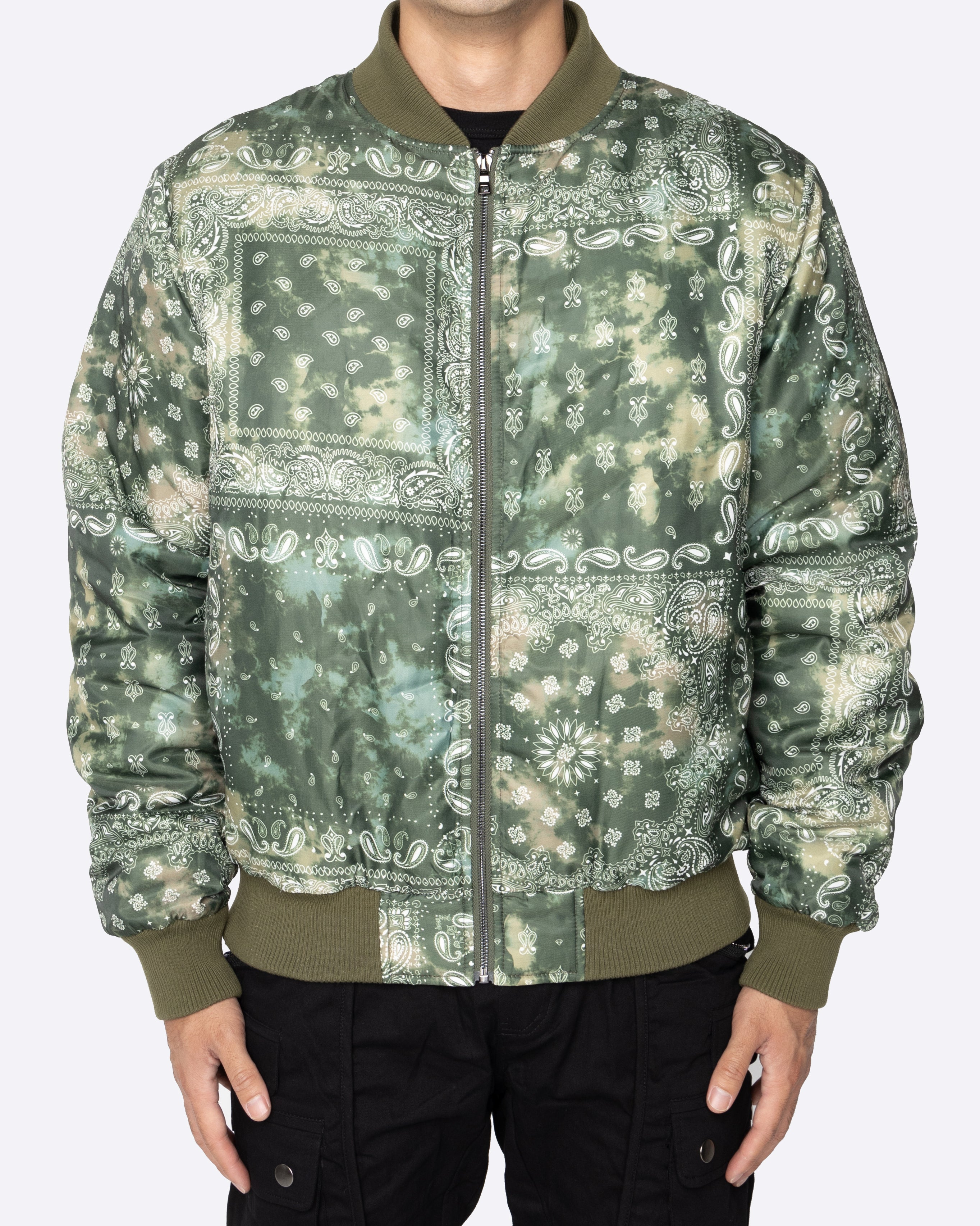 EPTM Tie Dye Bandana Bomber Jacket - Olive