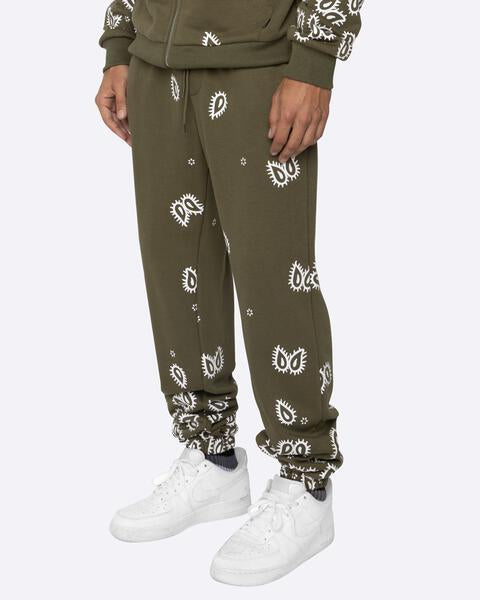 EPTM AMOEBA PRINT SWEATPANTS - OLIVE