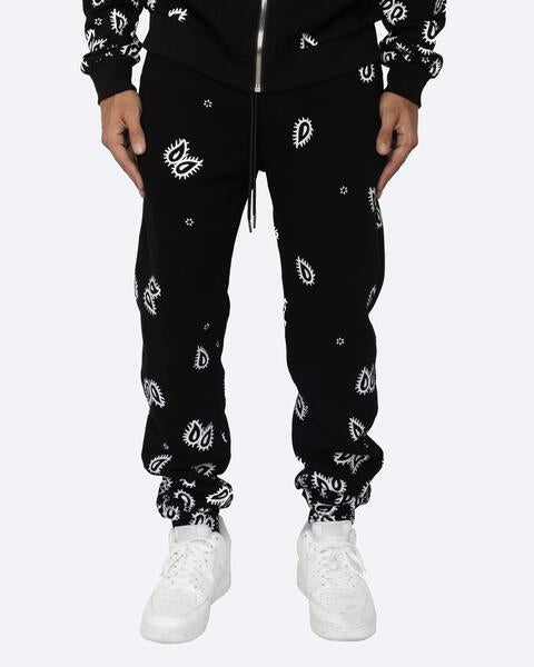 EPTM AMOEBA PRINT SWEATPANTS - BLACK