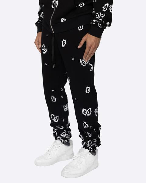 EPTM AMOEBA PRINT SWEATPANTS - BLACK