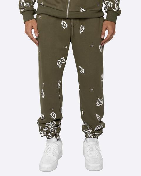 EPTM AMOEBA PRINT SWEATPANTS - OLIVE