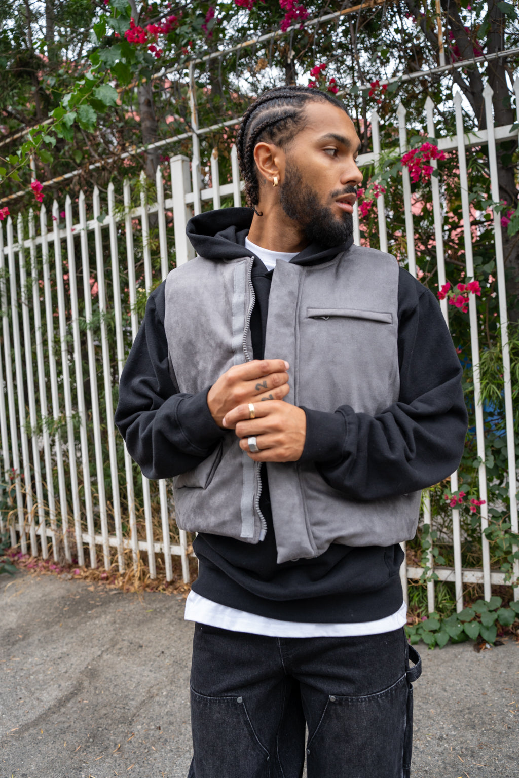 EPTM SUEDE BUBBLE VEST-GREY