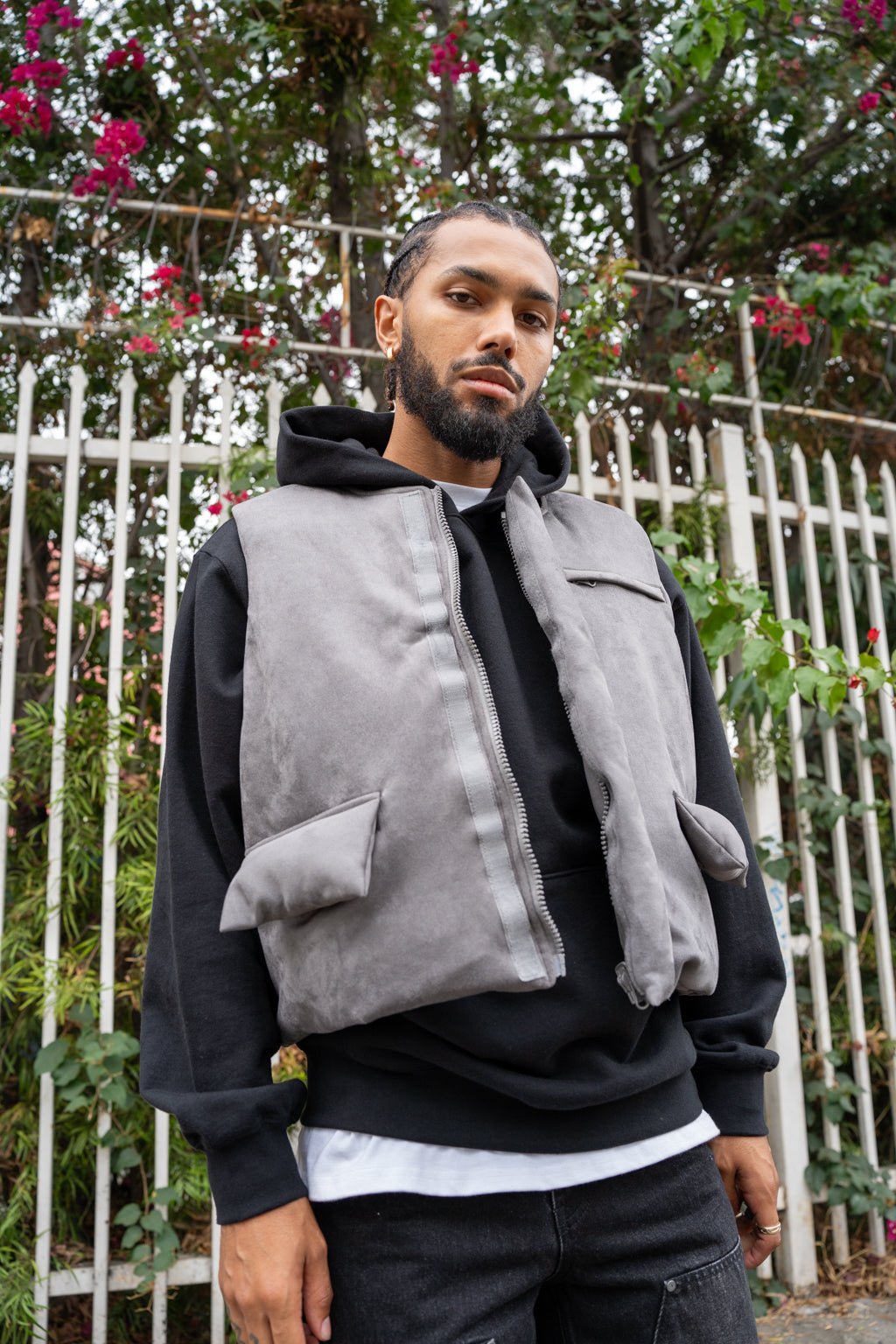 EPTM SUEDE BUBBLE VEST-GREY