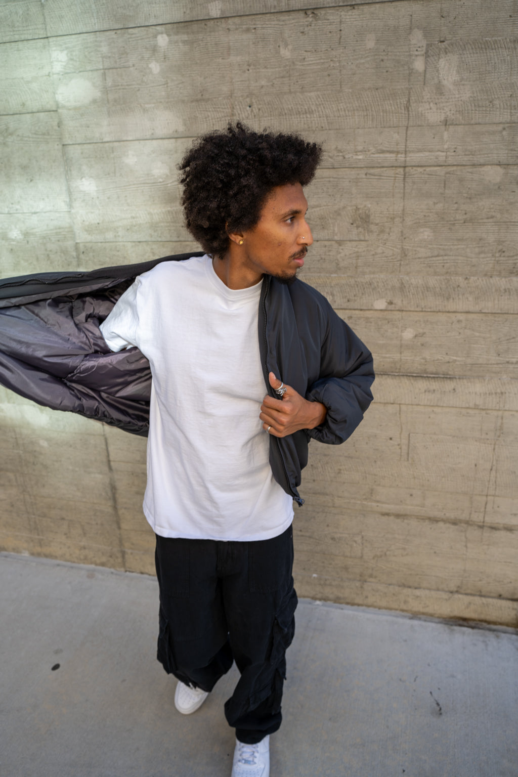 EPTM CAPITAL CROPPED BOMBER-CHARCOAL