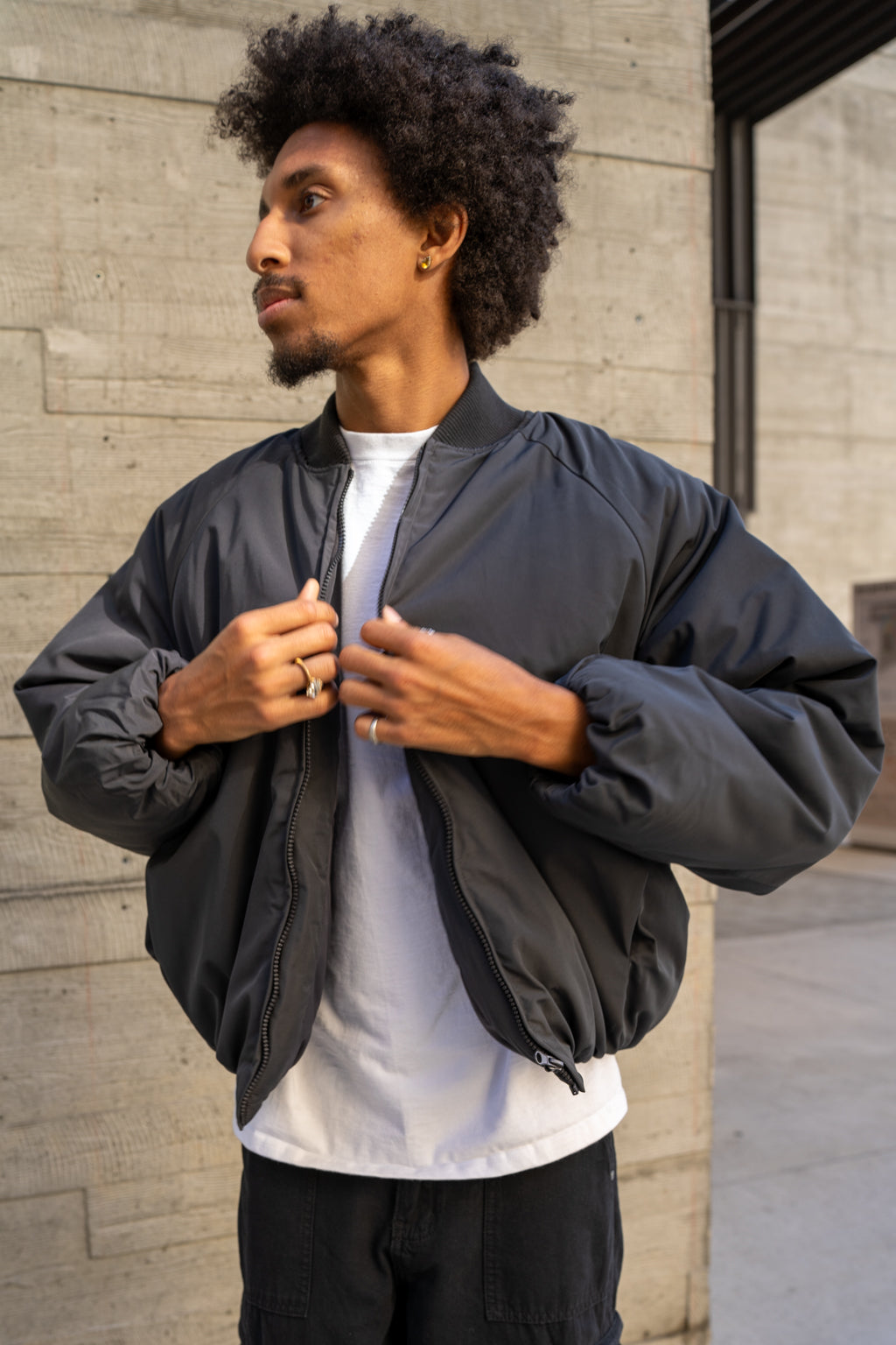 EPTM CAPITAL CROPPED BOMBER-CHARCOAL