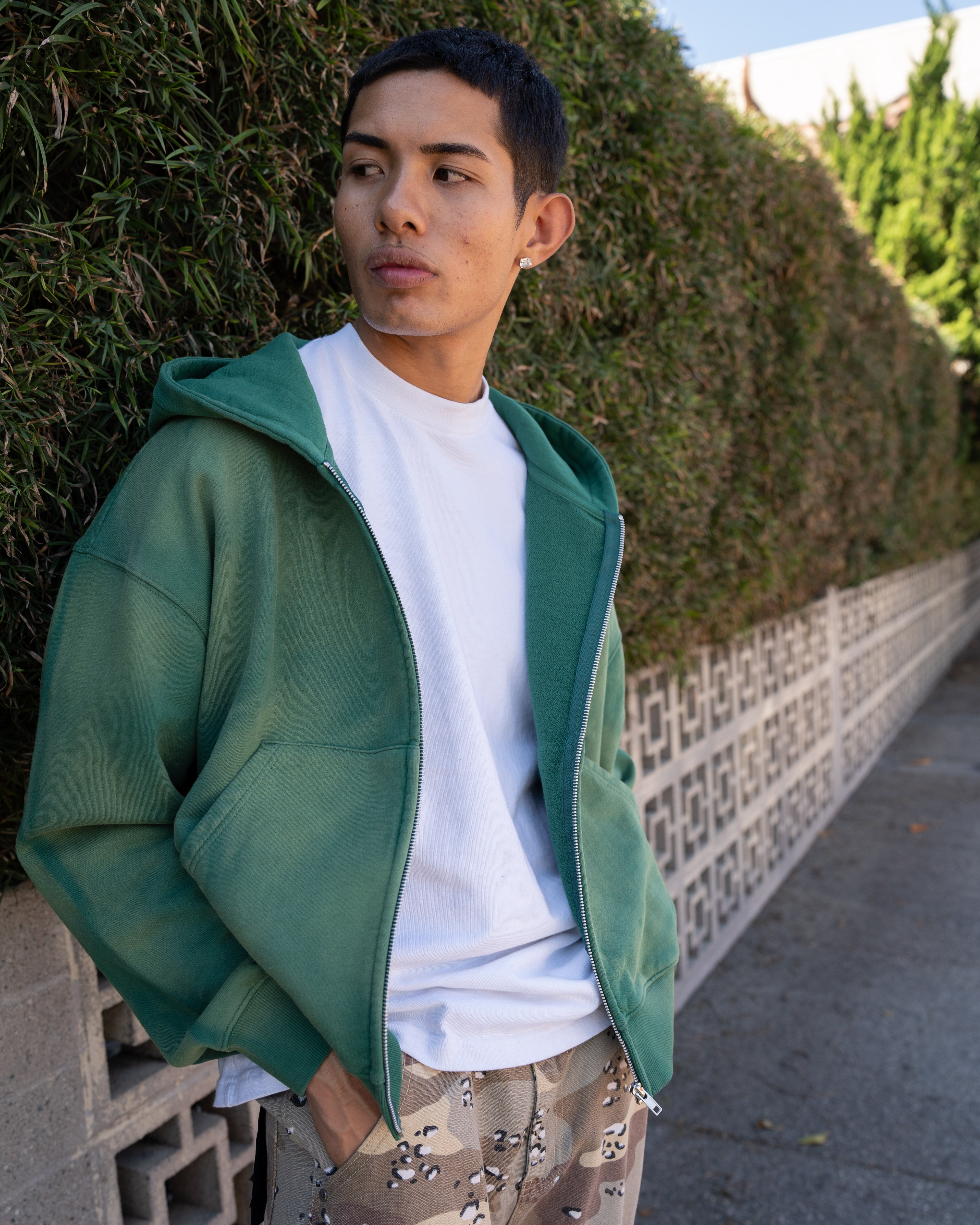 EPTM SUN FADED CROPPED ZIP UP HOODIE - HUNTER GREEN