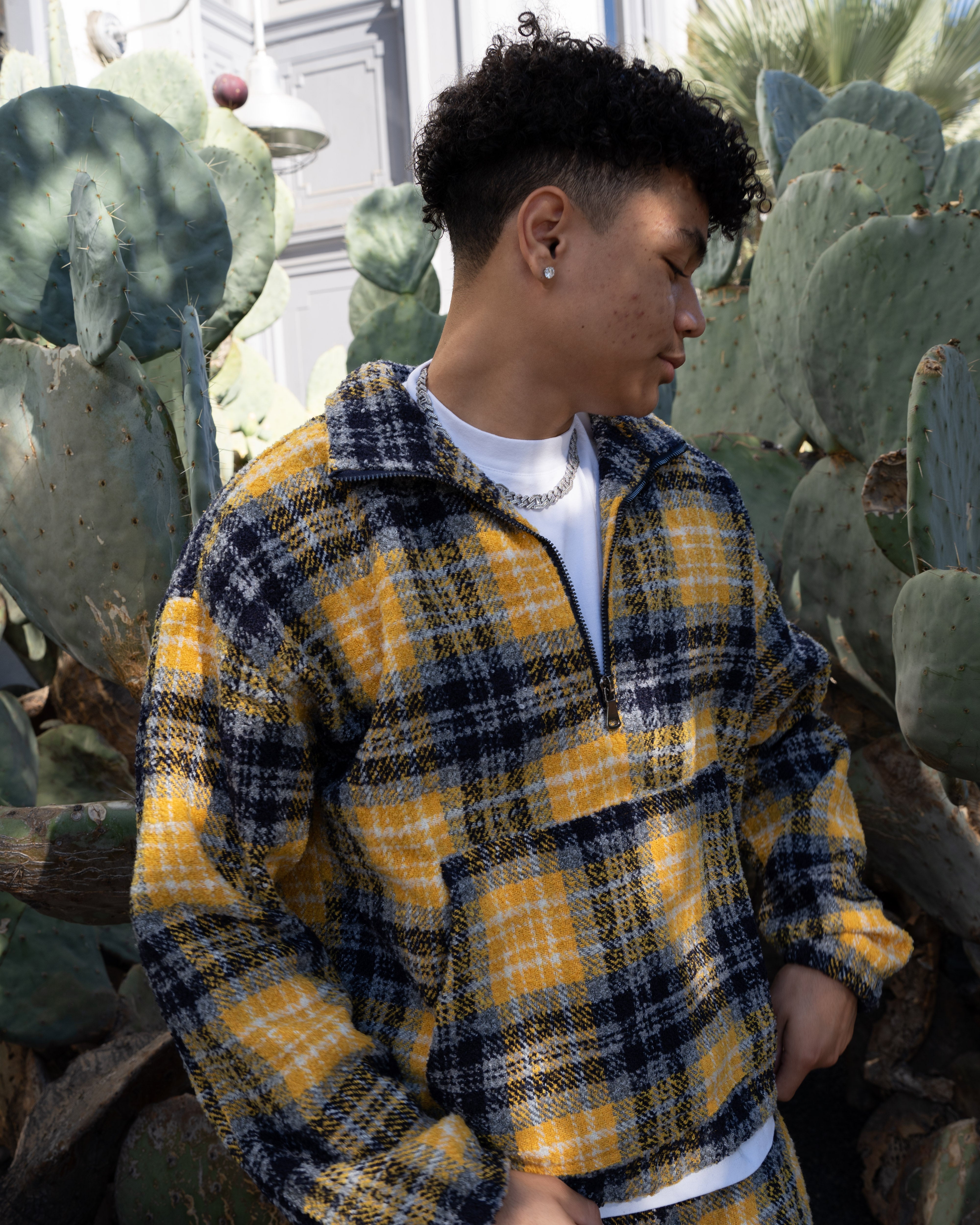 EPTM FLANNEL HALF-ZIP PULLOVER-YELLOW